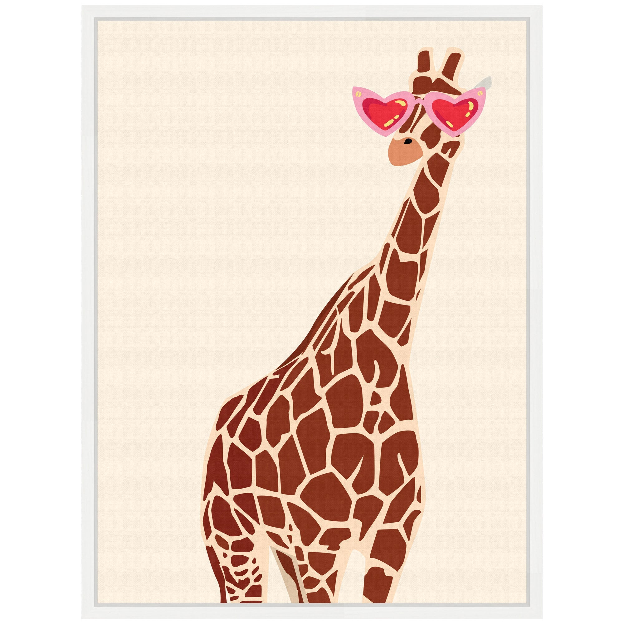 Sylvie Giraffe in Preppy Cute Heart Sunglasses Framed Canvas by Honey Island Studio