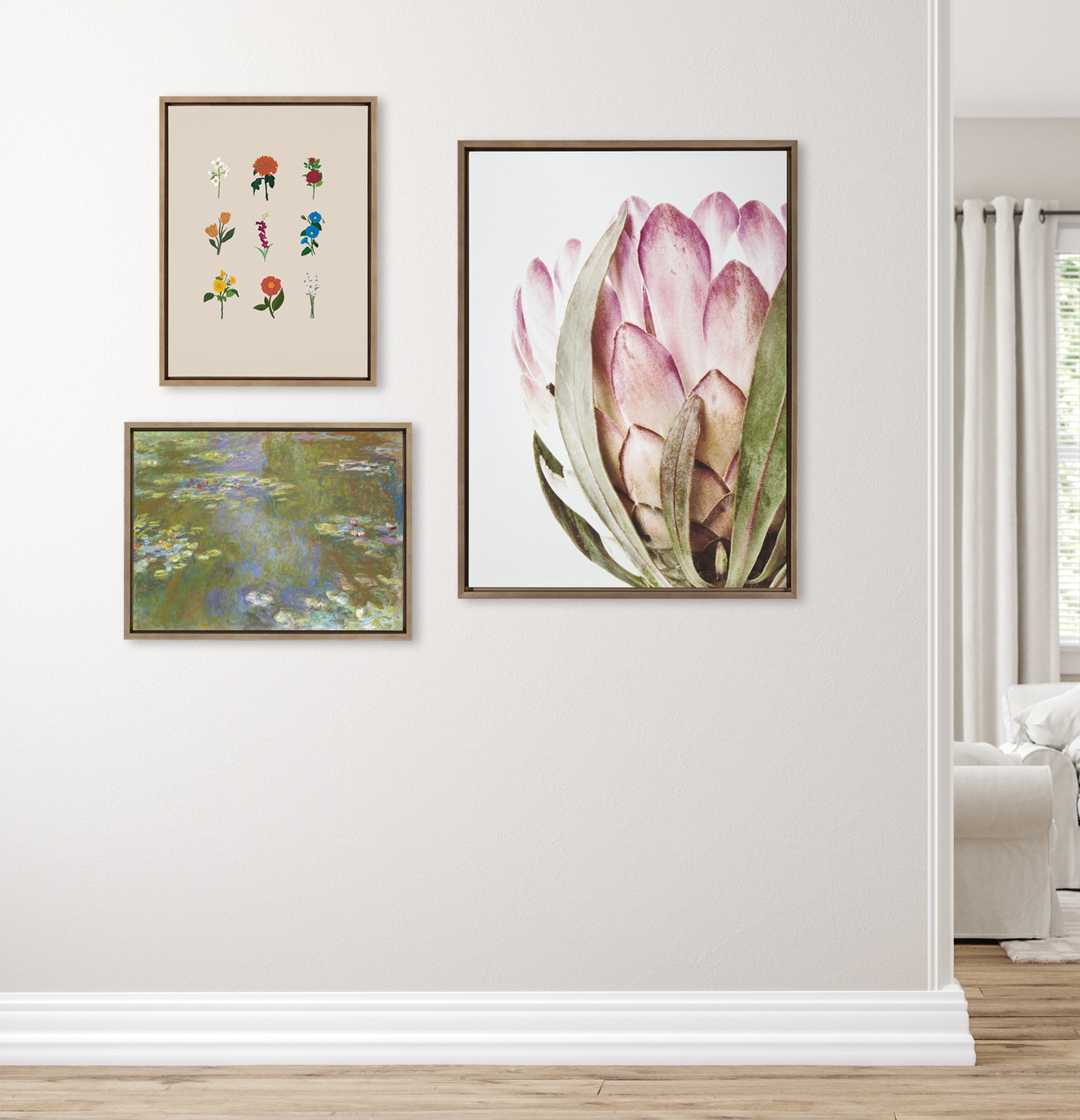 Sylvie Pink Protea Flower Framed Canvas by Amy Peterson by kateandlaurel - product image 5 for Resin Society