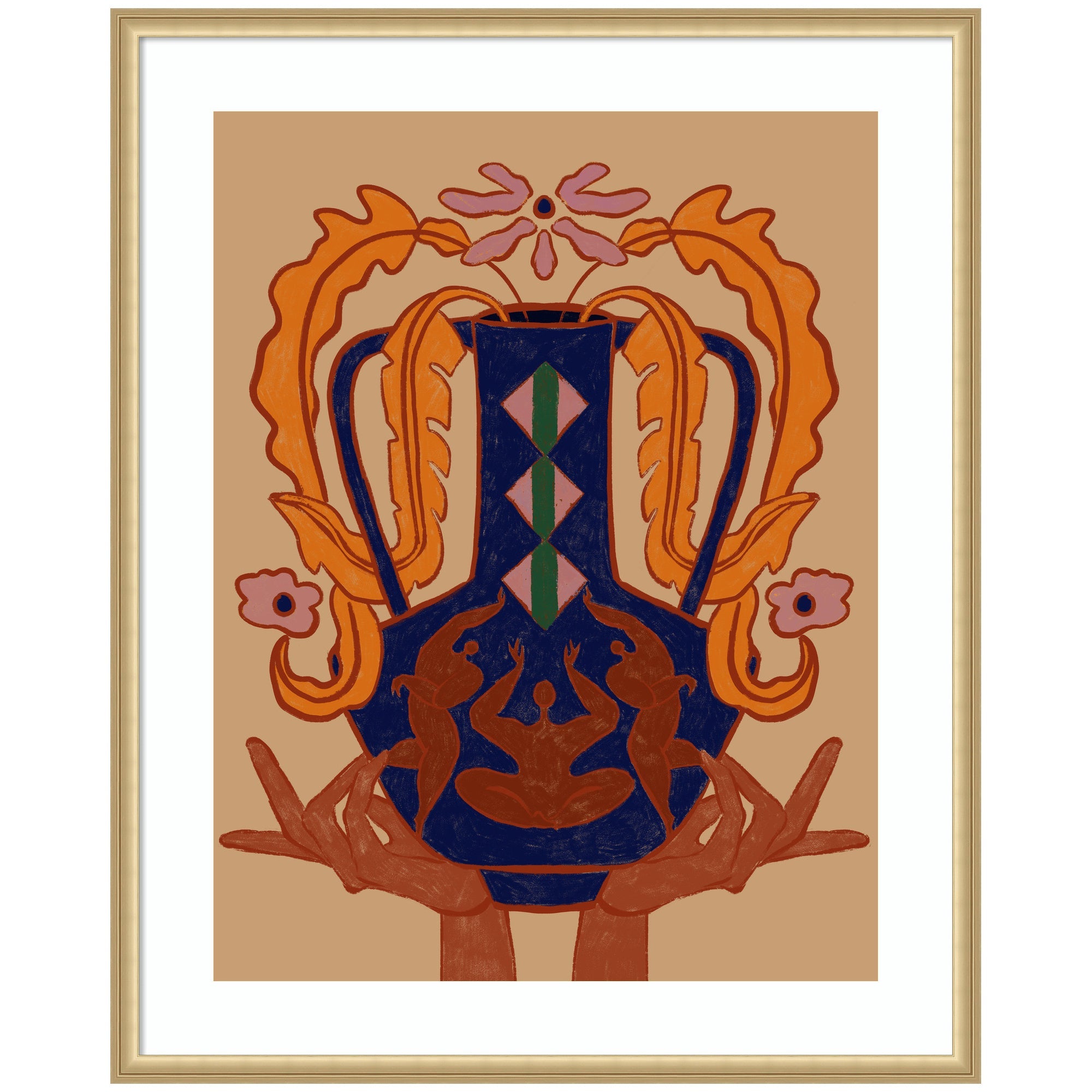 Vessel Collection Blossom by Arty Guava framed wall art print showing abstract floral design in muted tones
