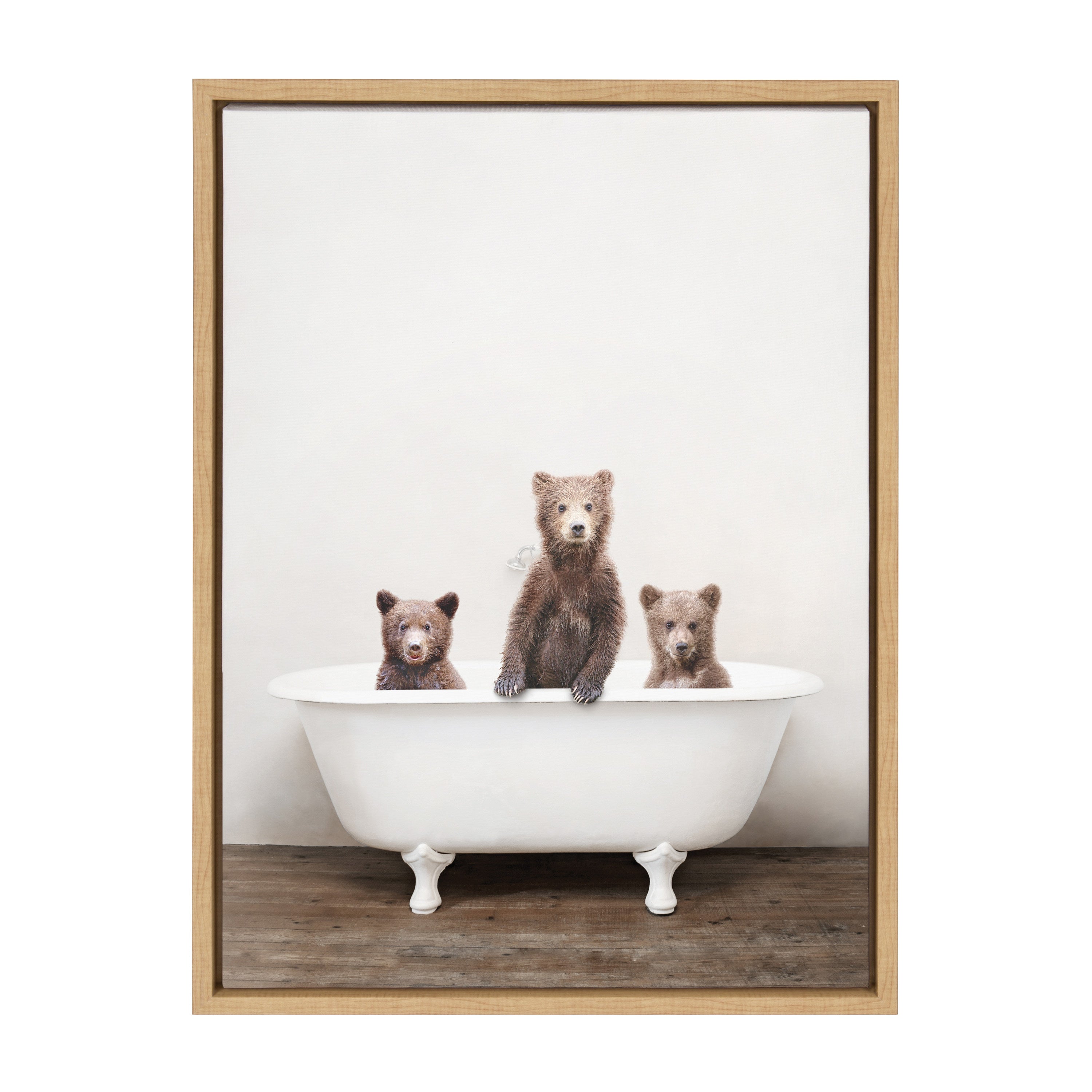 Sylvie Three Little Bears in Vintage Bathtub Framed Canvas