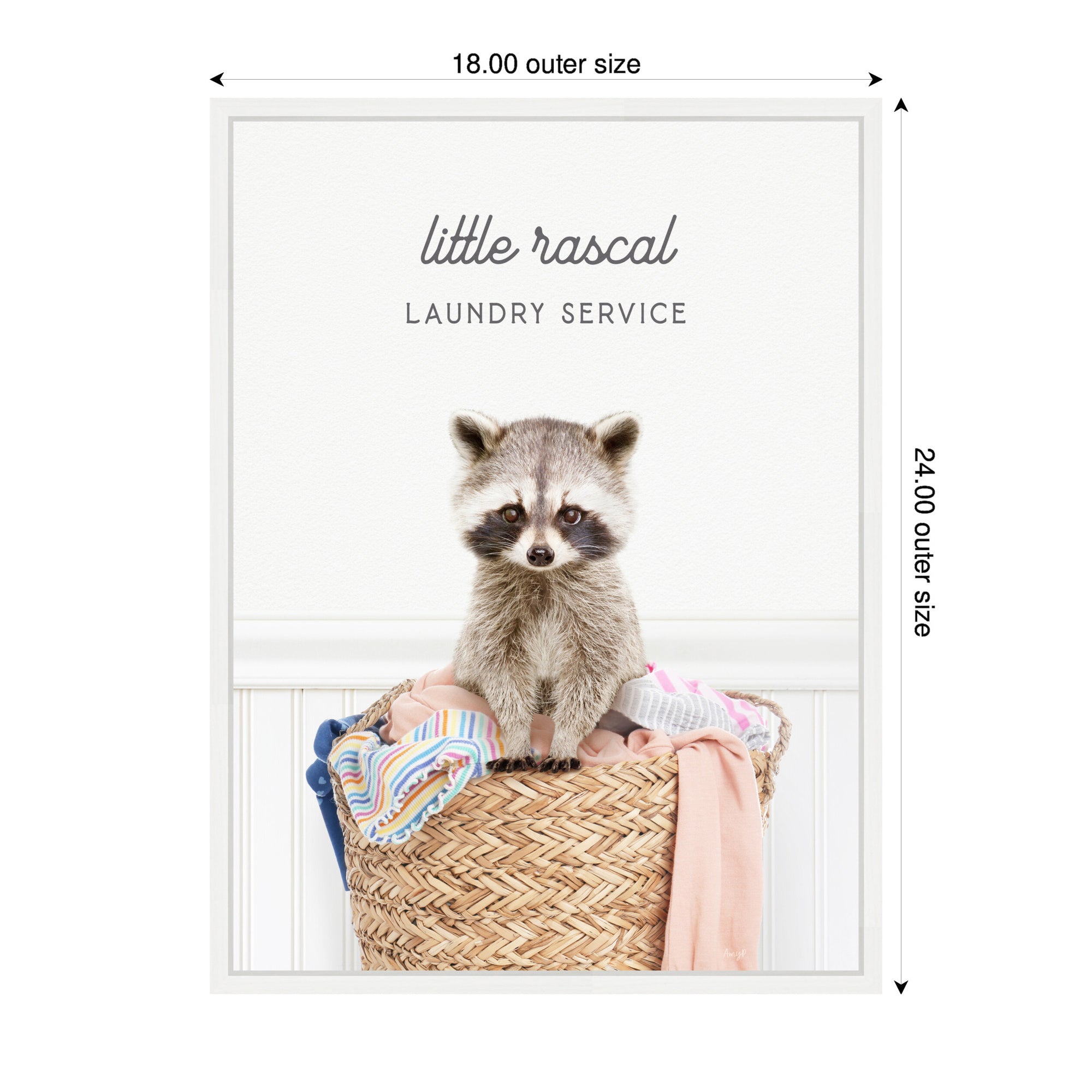 Sylvie Raccoon Little Rascal Laundry Service Framed Canvas by Amy Peterson