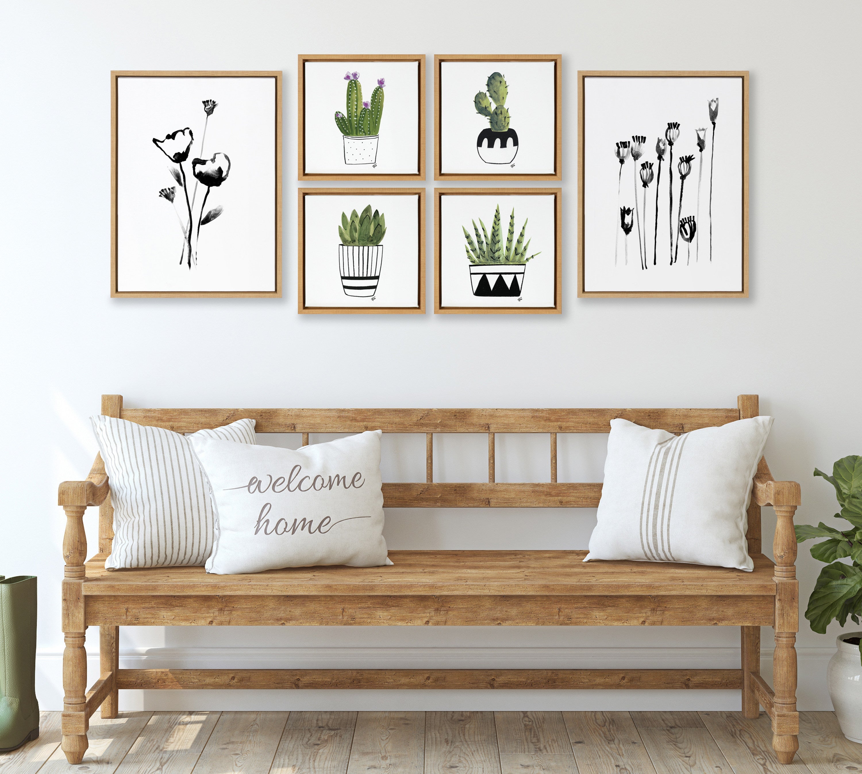 Sylvie Wildflowers and Seed Pods Framed Canvas Set by kateandlaurel - product image 18 for Resin Society