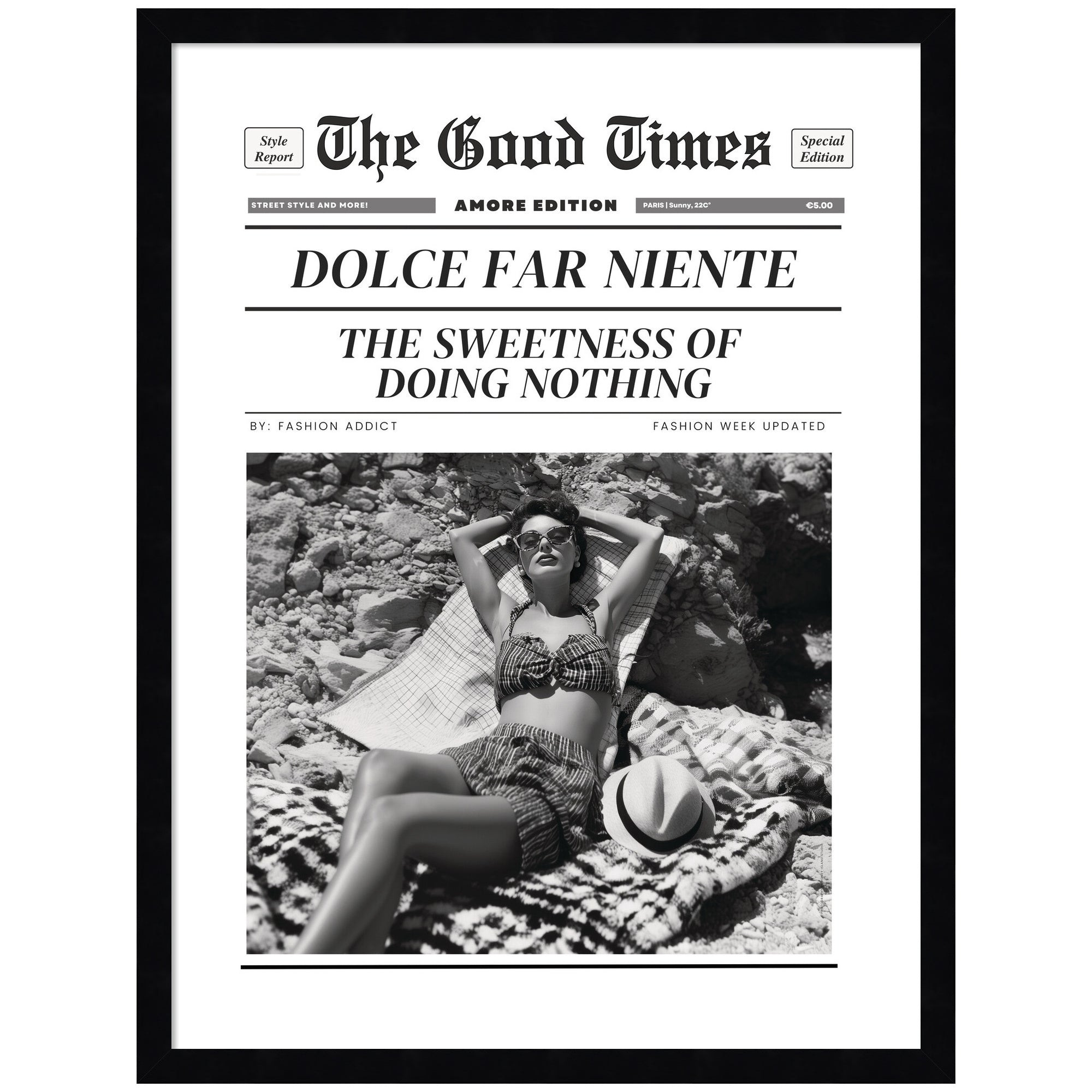 The Good Times Newspaper Dolce Far Niente by Honey Island Studio Framed Wall Art Print