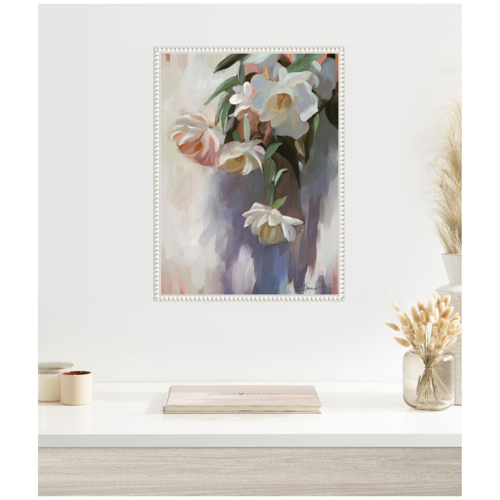 Sylvie Dangle Thumb Pastel Flower Bouquet Framed Canvas by Mary Sparrow
