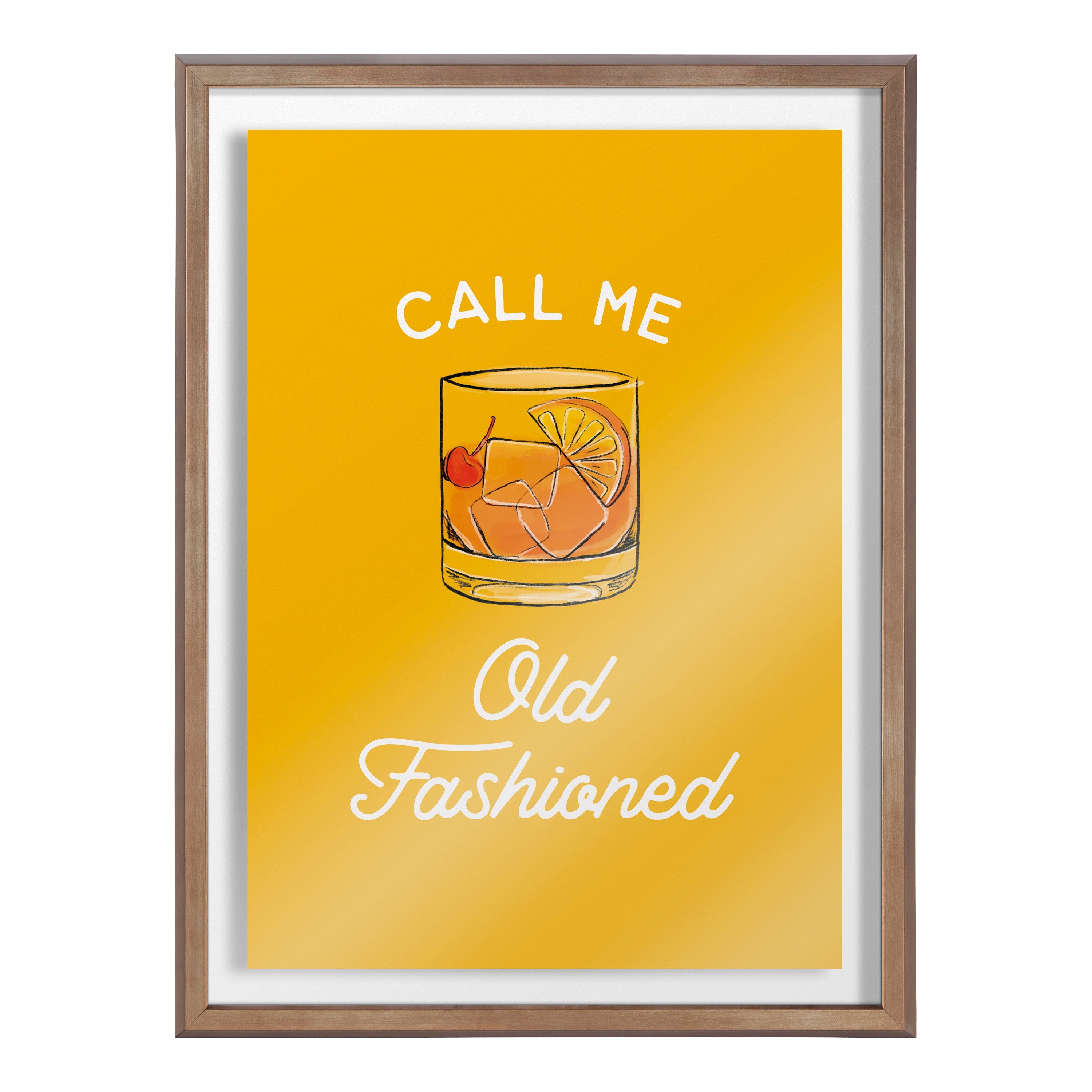 Blake Call Me Old Fashioned Yellow Framed Printed Glass by The Creative by kateandlaurel - product image 2 for Resin Society