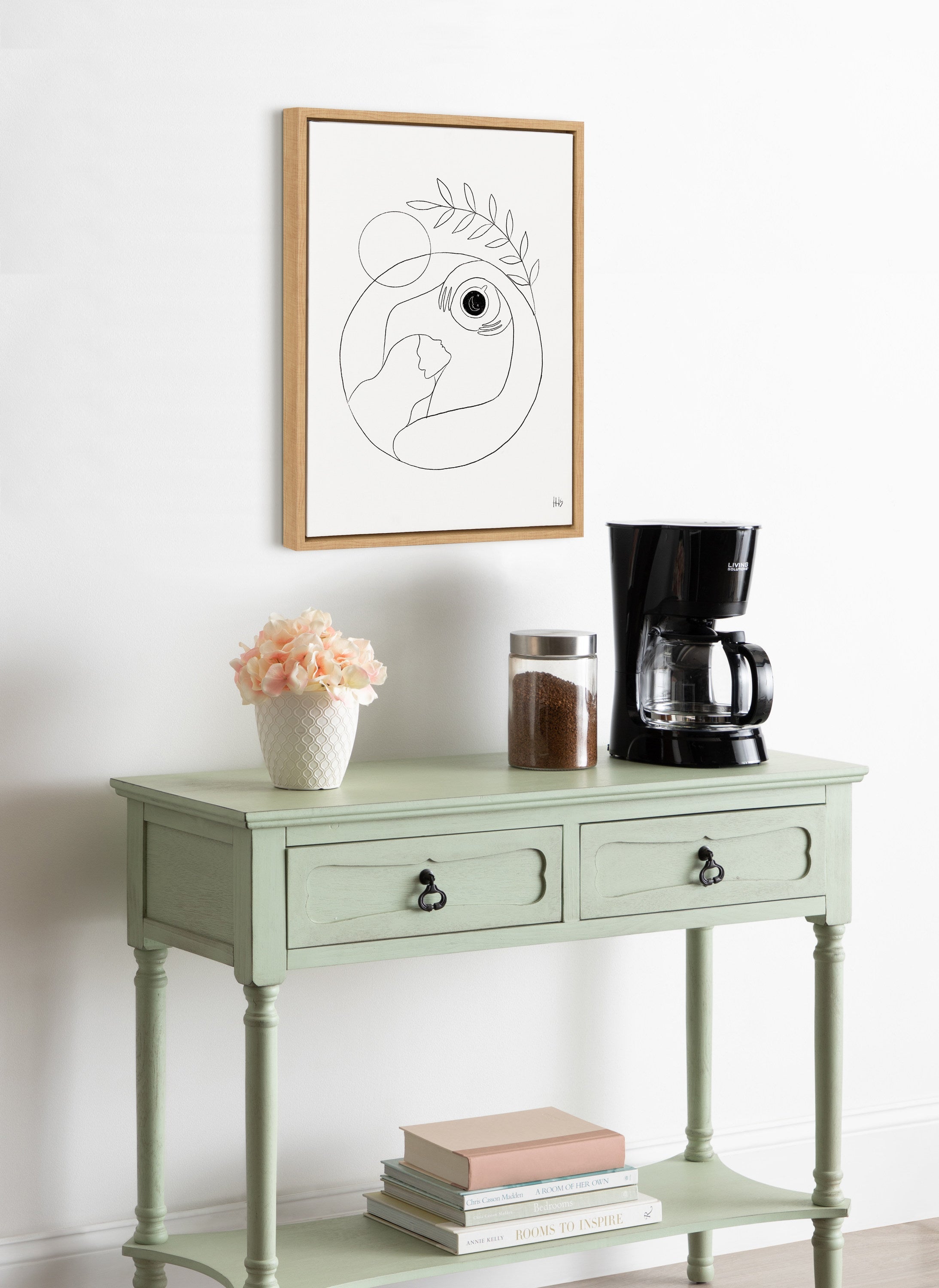 Sylvie Morning Coffee Hug Framed Canvas by kateandlaurel - product image 14 for Resin Society
