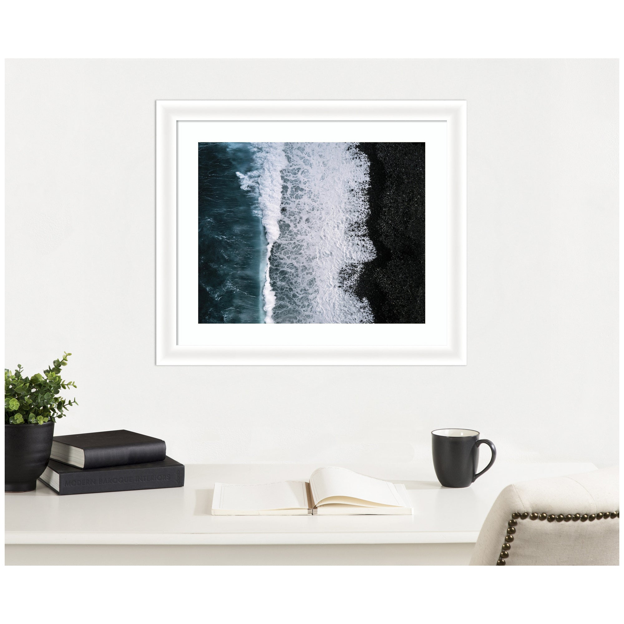 Framed Art Ocean Waves on the Black Beach in Iceland by Michael Schauer