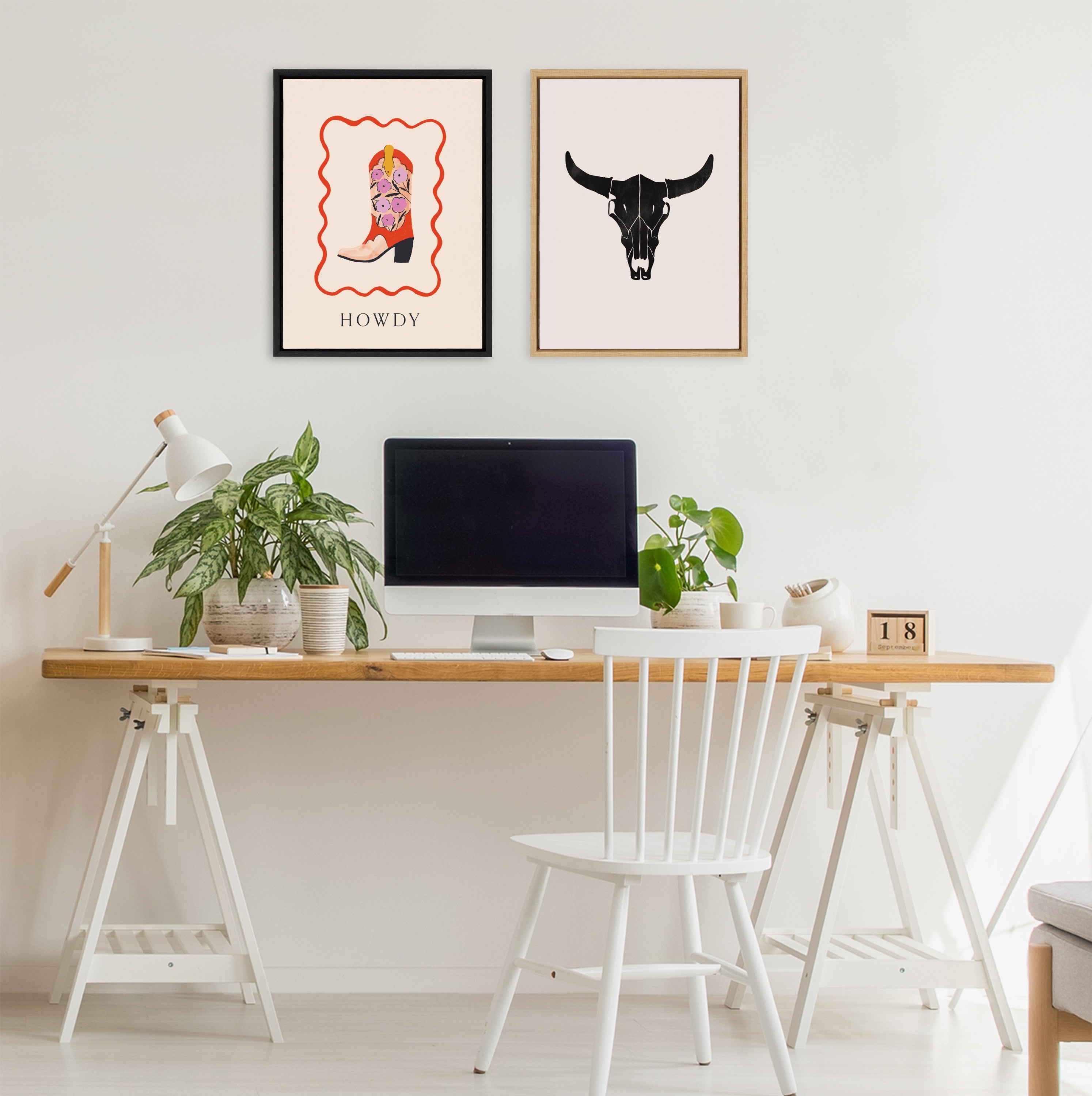 Sylvie Western Skull Framed Canvas by Honey Island Studio