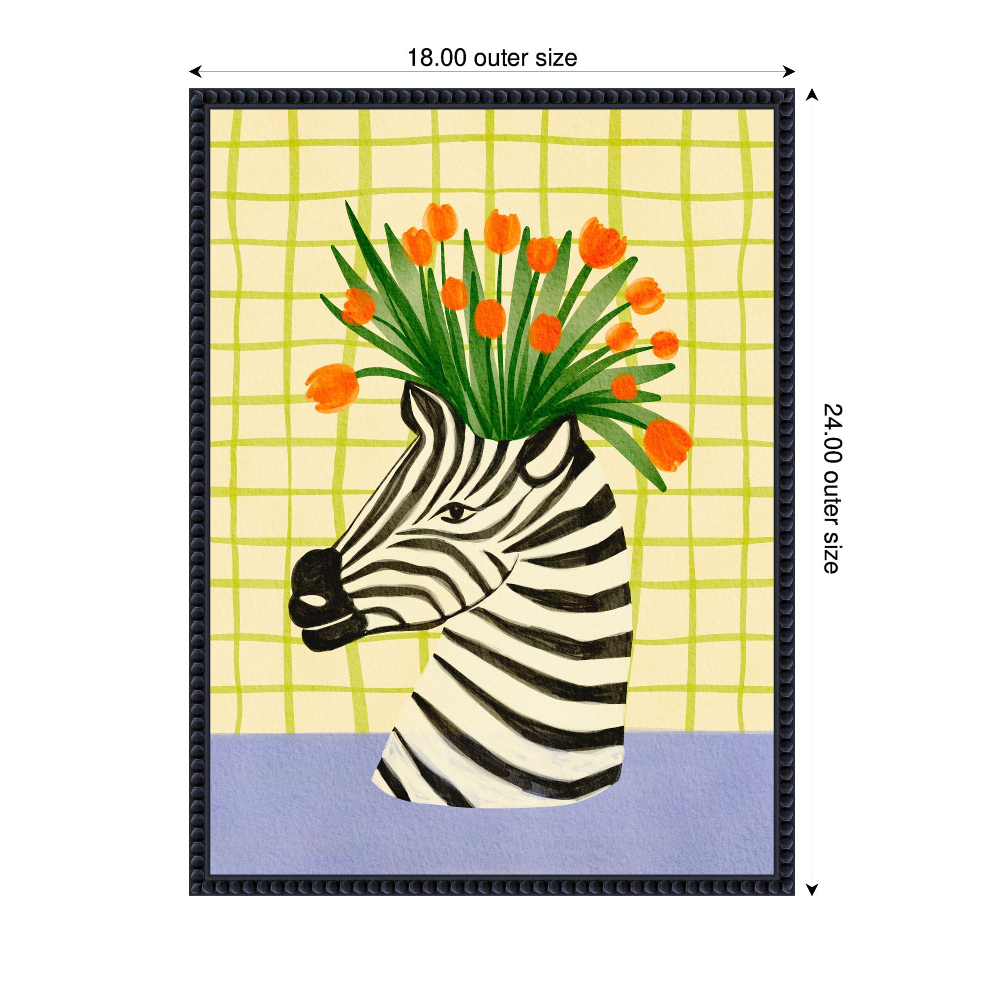 Sylvie Zebra Vase Framed Canvas by Nikita Jariwala