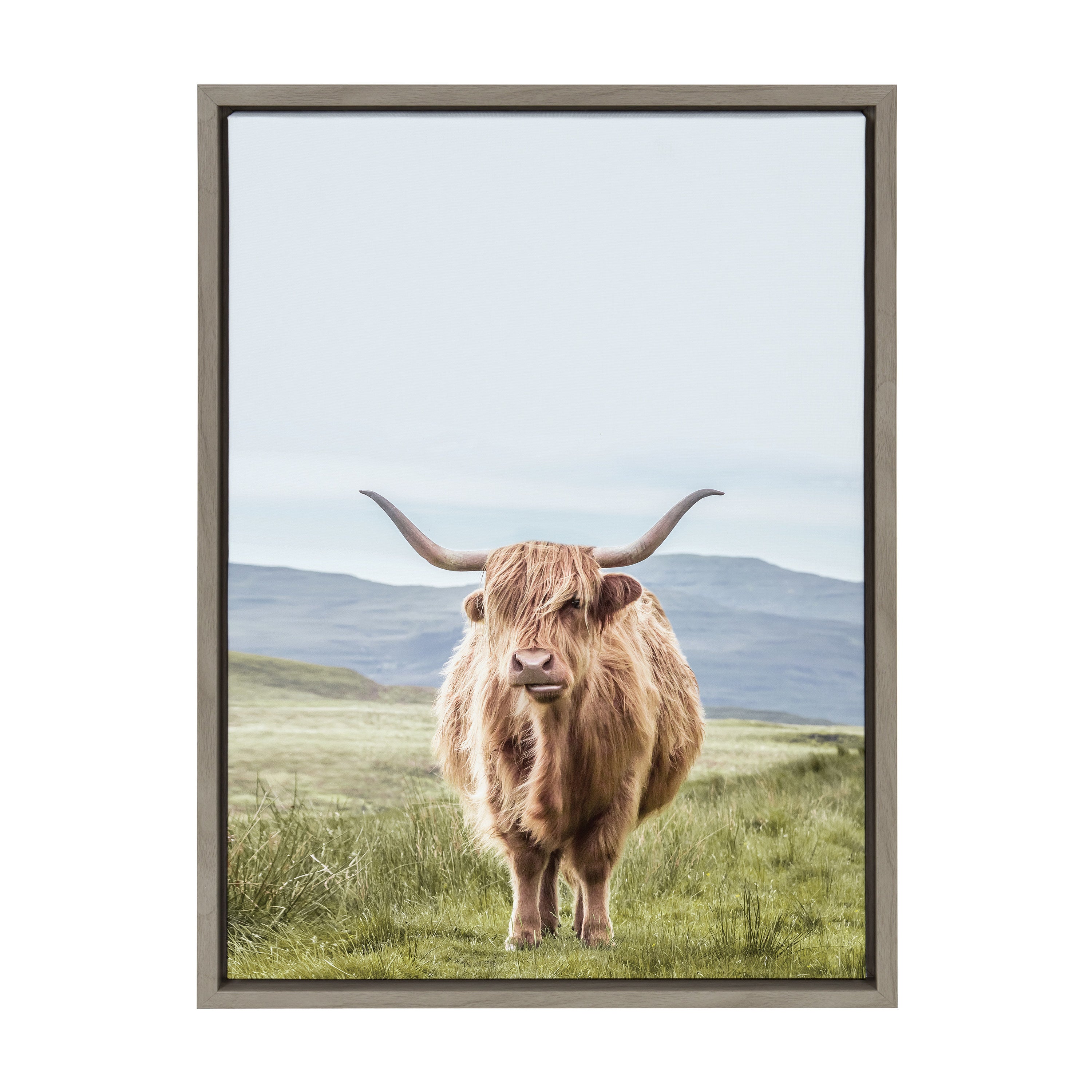Sylvie Highland Cow Mountain Landscape Framed Canvas by The Creative