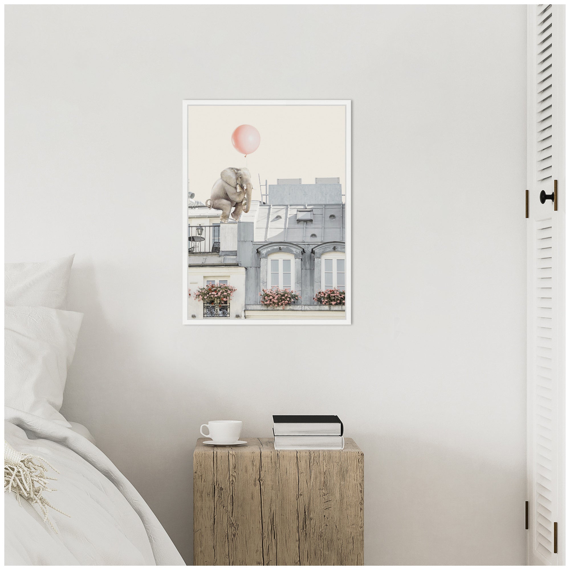 Sylvie Elephant in Paris Framed Canvas by July Art Prints