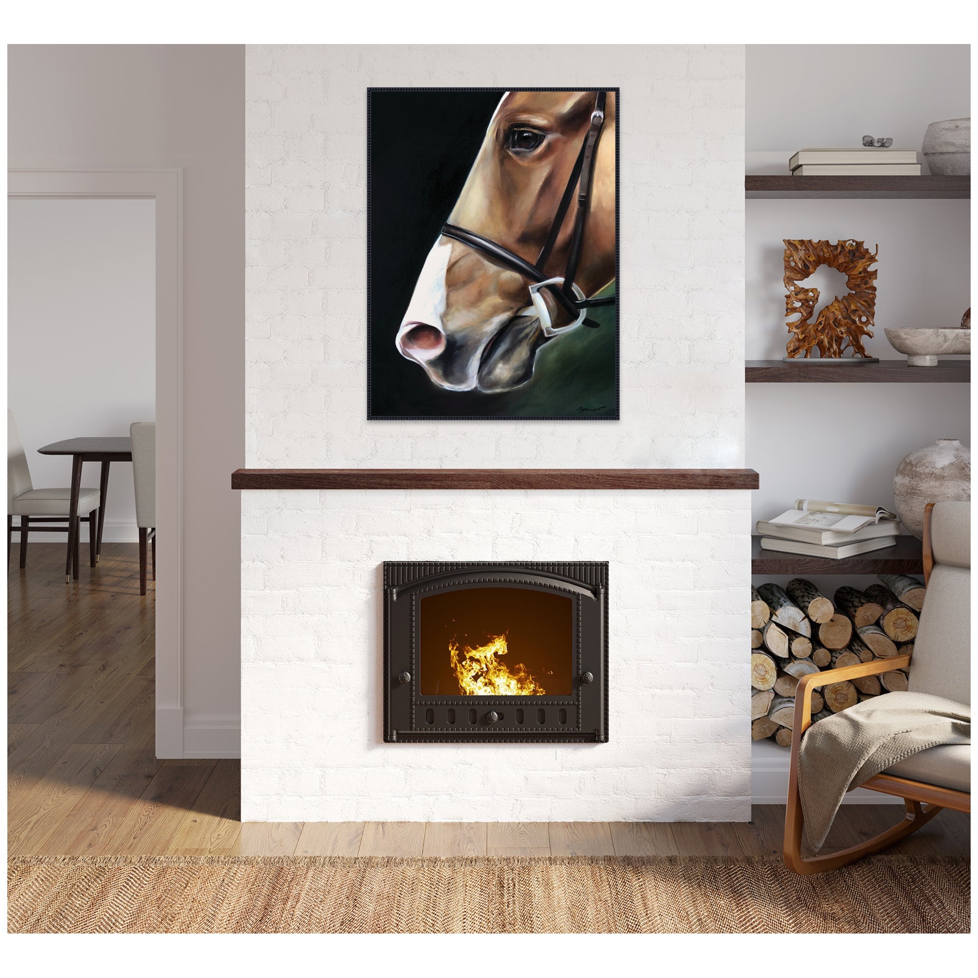 Chestnut Horse by Mary Sparrow Framed Canvas Wall Art Print