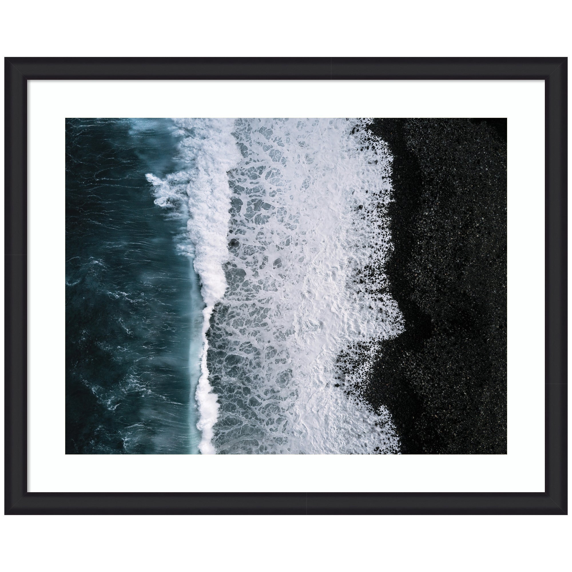 Framed Art Ocean Waves on the Black Beach in Iceland by Michael Schauer