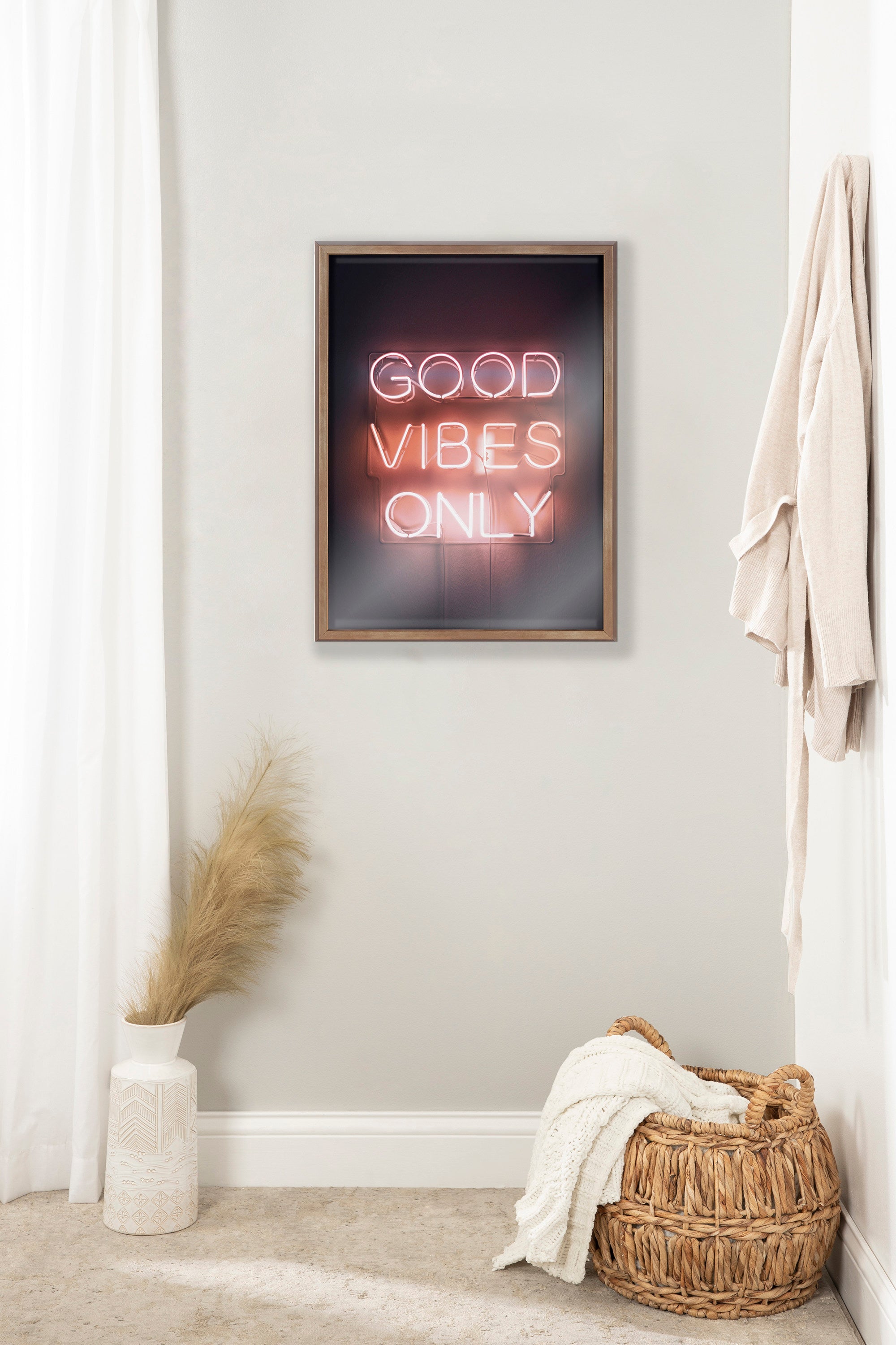 Blake Good Vibes Only Neon Sign Framed Printed Glass by The Creative by kateandlaurel - product image 5 for Resin Society