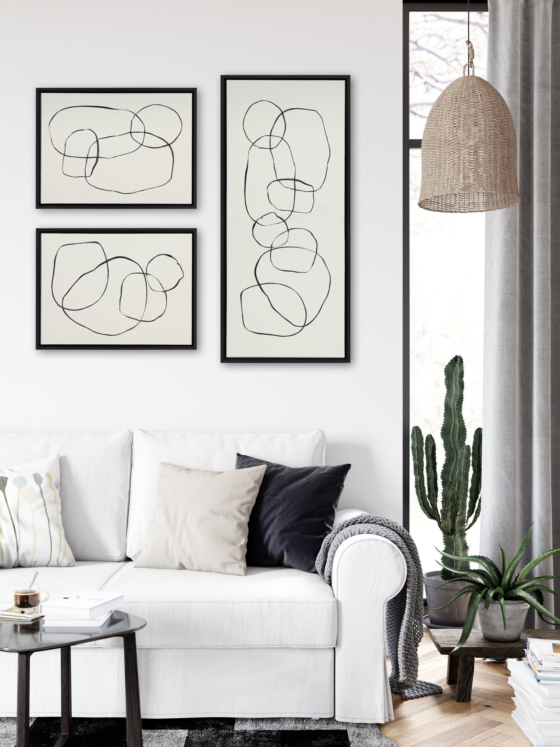 Sylvie Dancing Circles Framed Canvas