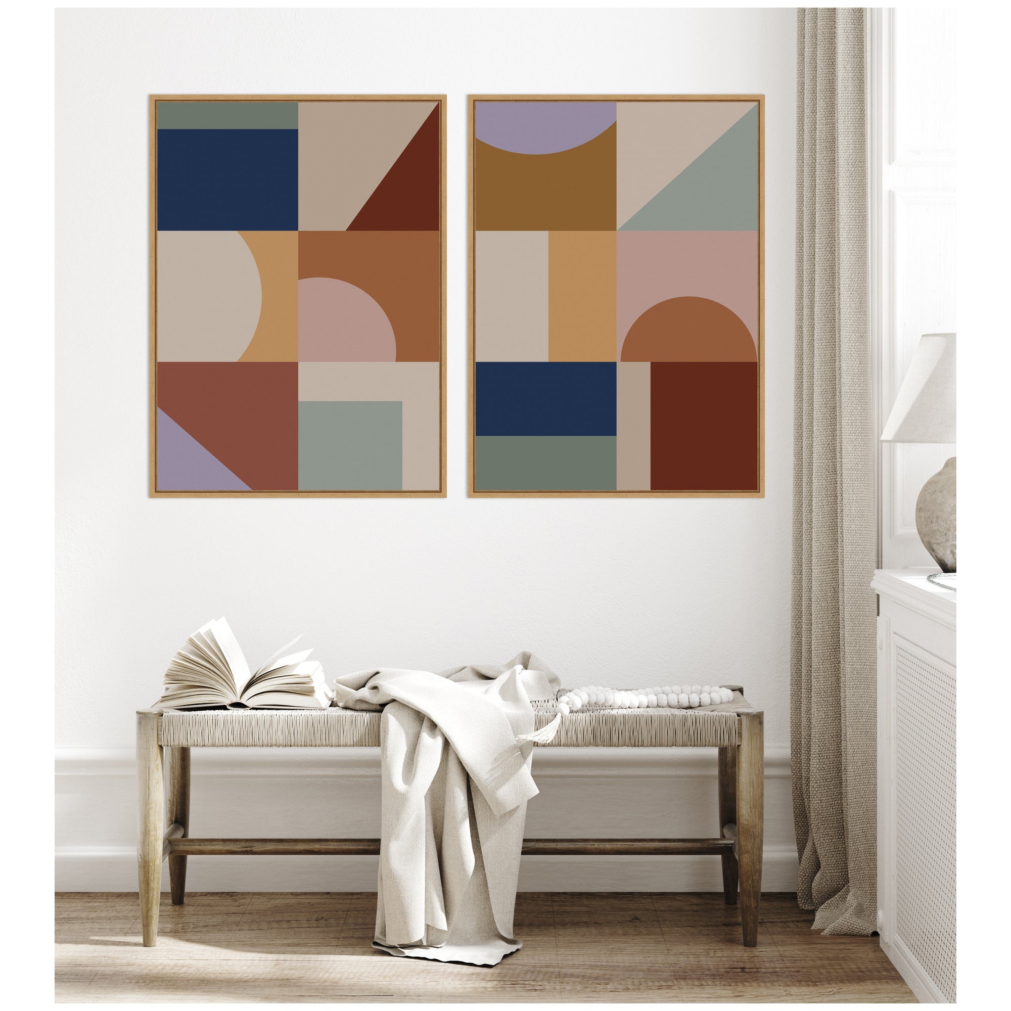 Modern Bohemian Pattern 2 Piece Framed Canvas Wall Art Set