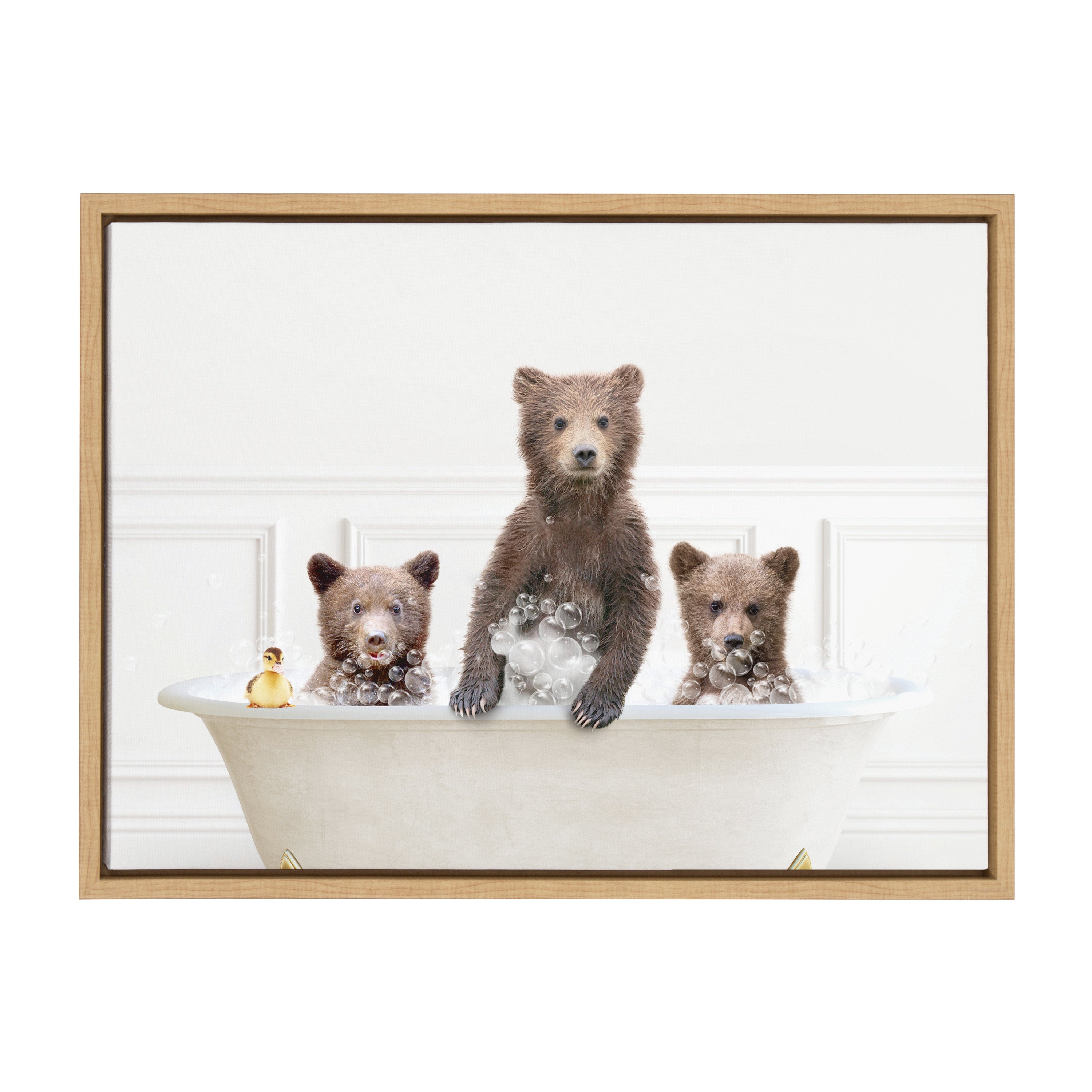Sylvie Three bears In Bubble Bath Neutral Style Framed Canvas by kateandlaurel - product image 2 for Resin Society