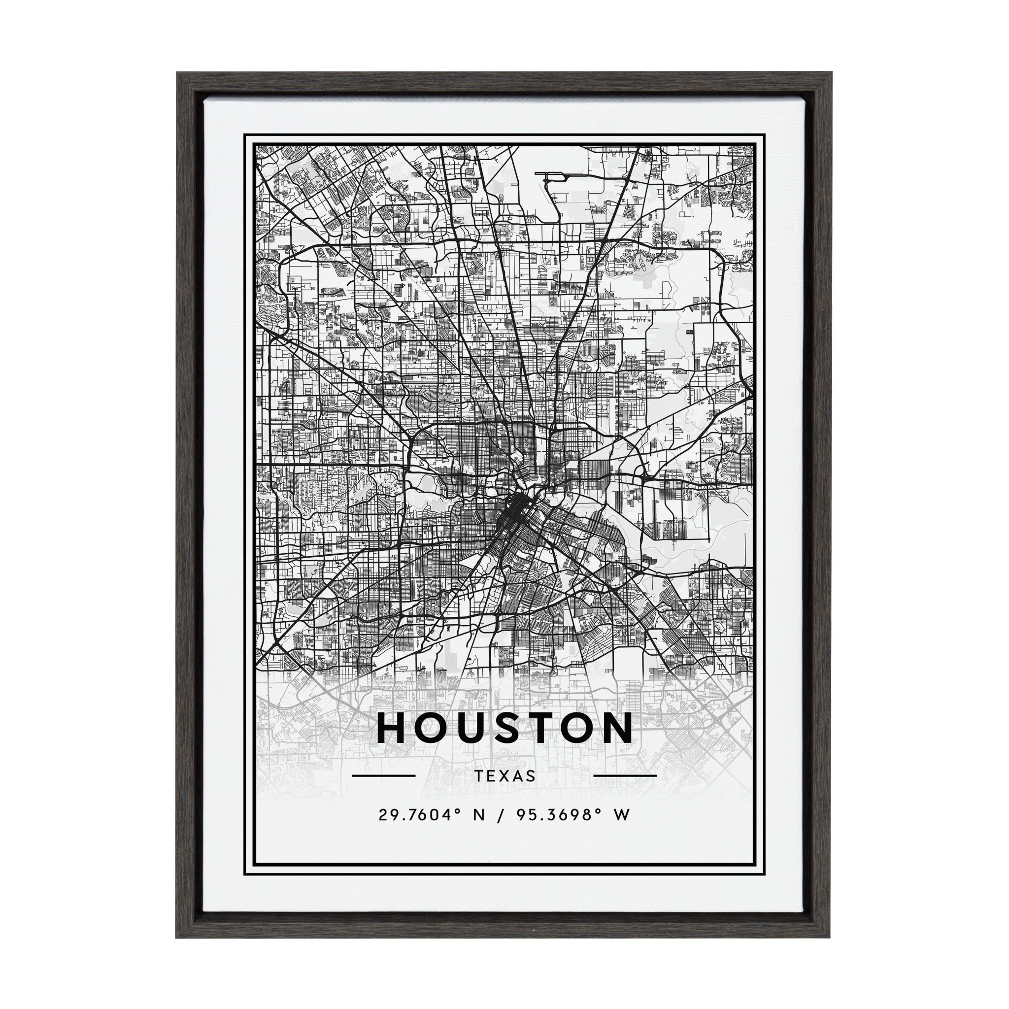 Sylvie Houston Modern Map Framed Canvas by kateandlaurel - main product image for Resin Society