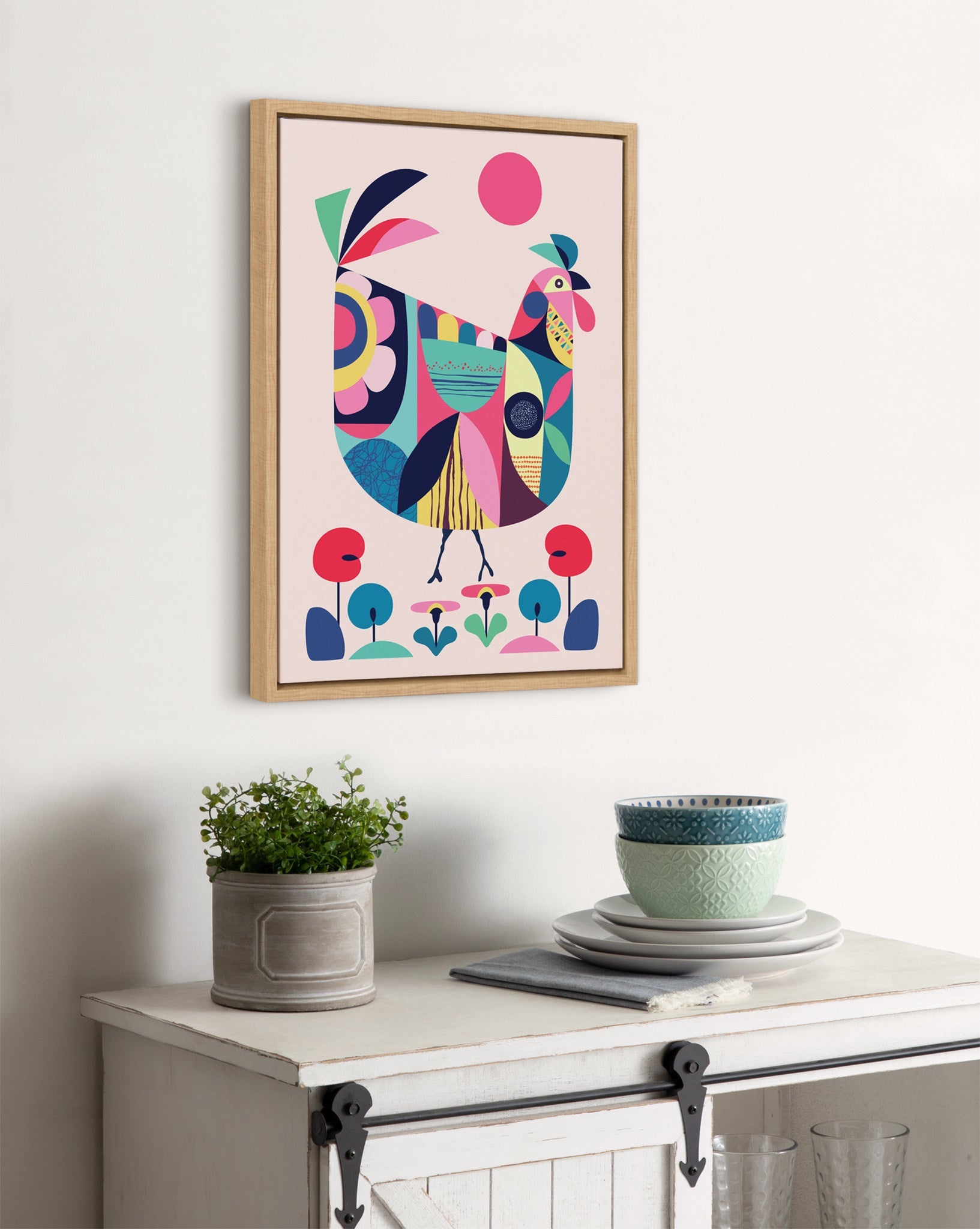 Sylvie Mid Century Modern Wyandotte Framed Canvas by kateandlaurel - product image 8 for Resin Society