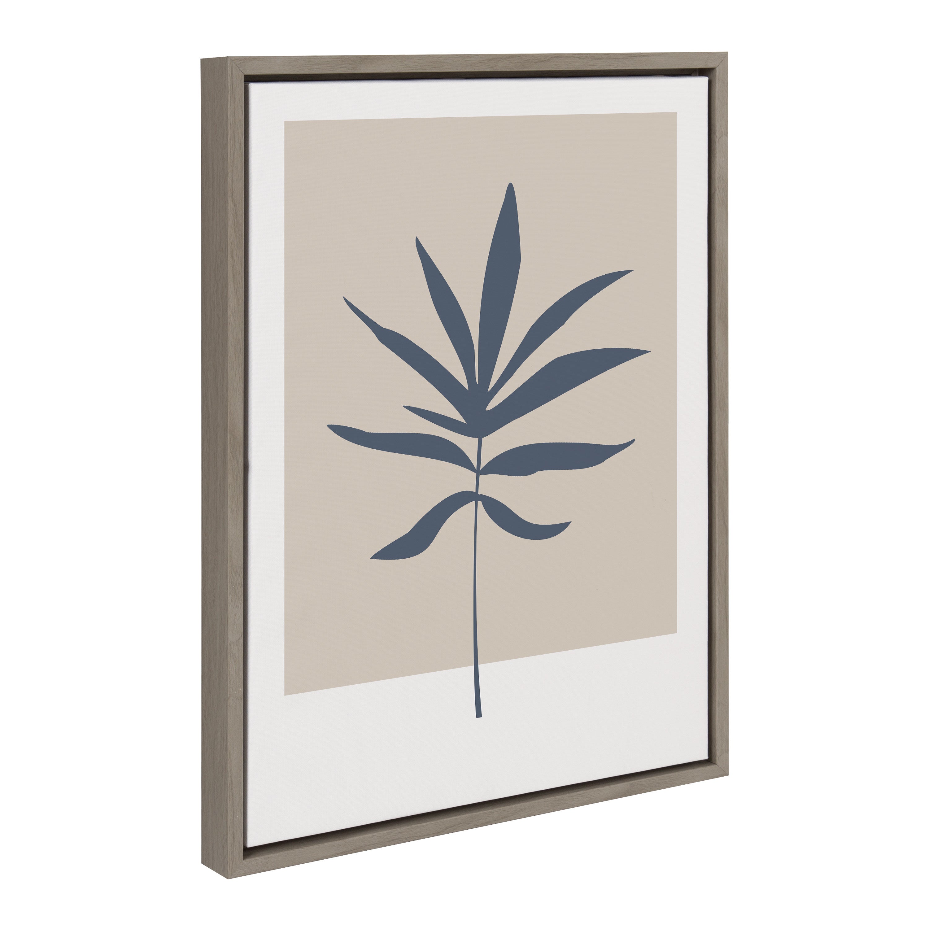 Sylvie Muted Tan and Blue Colorblock Botanical Leaf Framed Canvas by kateandlaurel - product image 13 for Resin Society