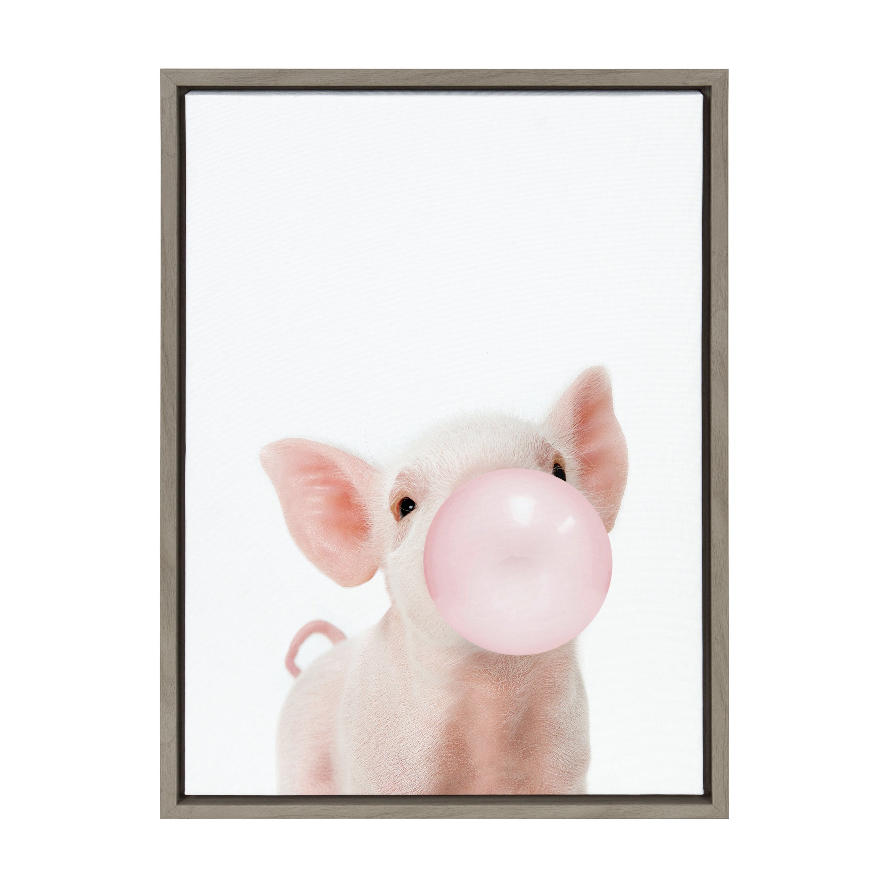 Sylvie Bubble Gum Piglet Framed Canvas by Amy Peterson Art Studio by kateandlaurel - product image 2 for Resin Society