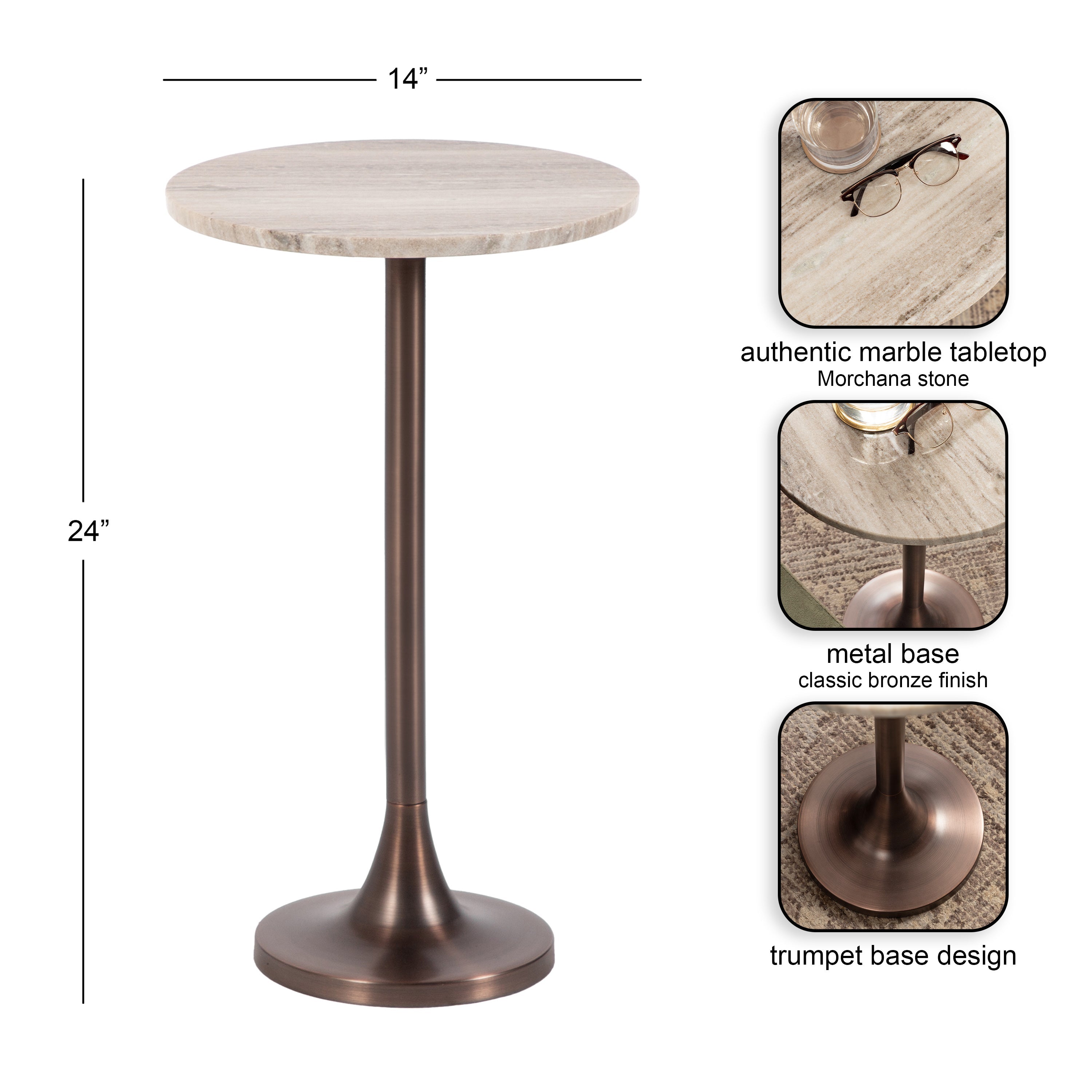 Baronet Round Marble and Metal Table