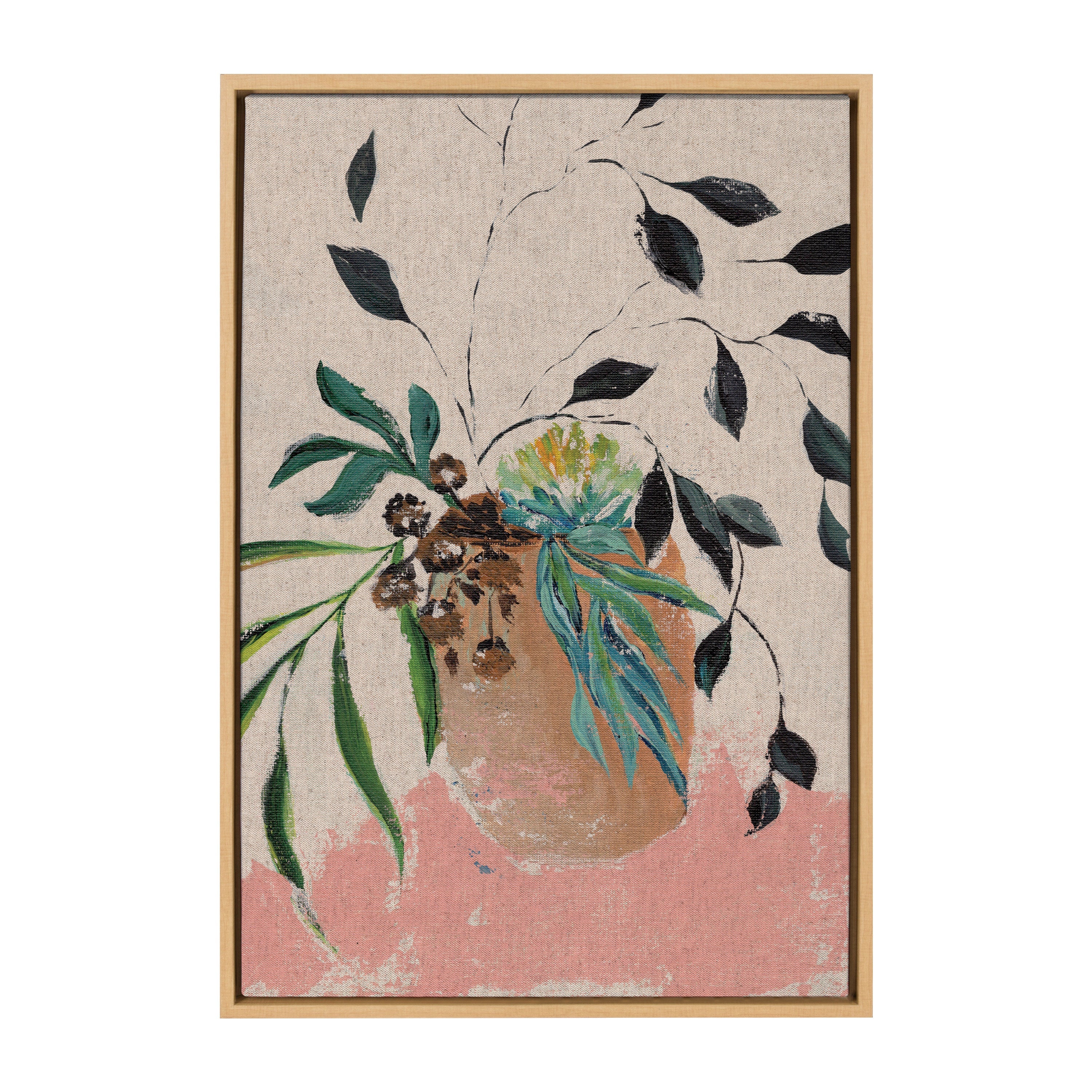 Sylvie Wild Foliage | Neutral Linen Framed Canvas by Nikita Jariwala