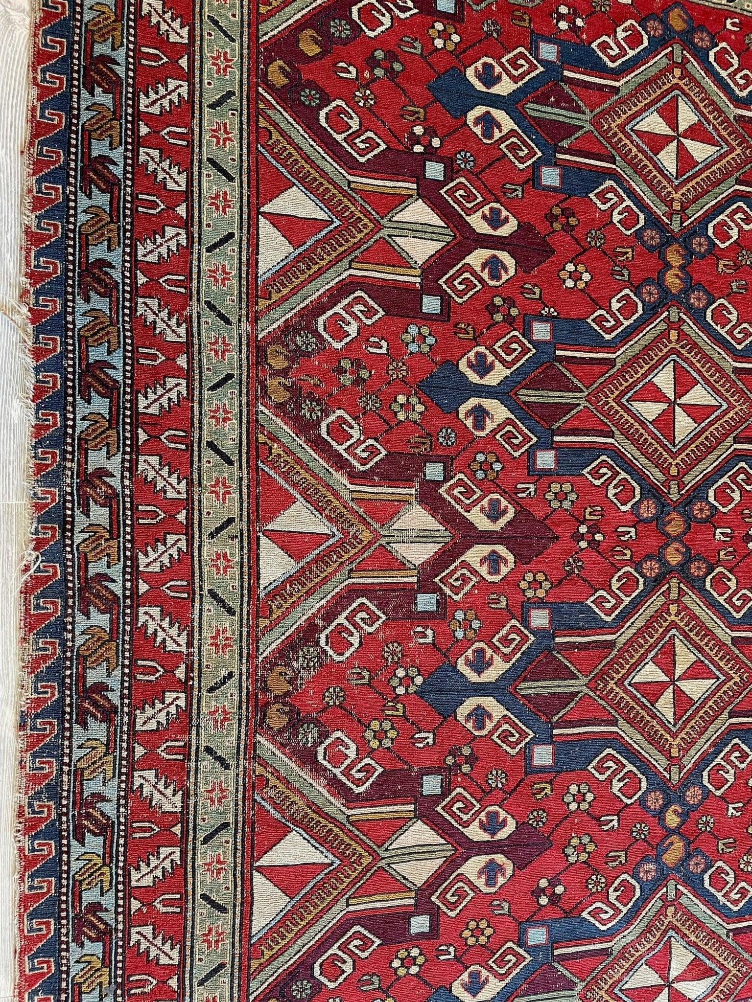 Fine Antique Natural Dyes Caucasian Soumak Area Rug 73''x91'' by Rugistan - product image 10 for Resin Society