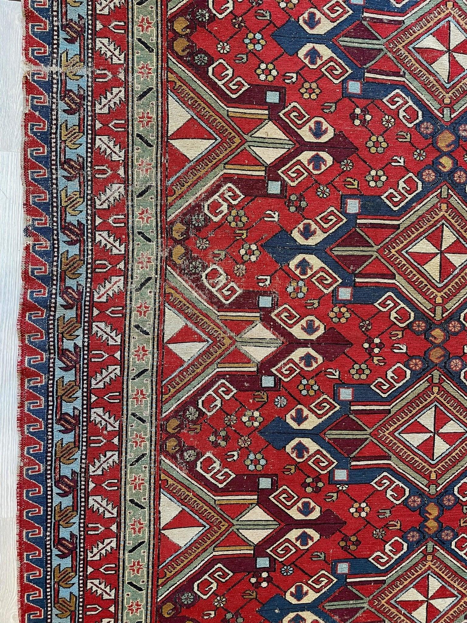 Fine Antique Natural Dyes Caucasian Soumak Area Rug 73''x91'' by Rugistan - product image 14 for Resin Society
