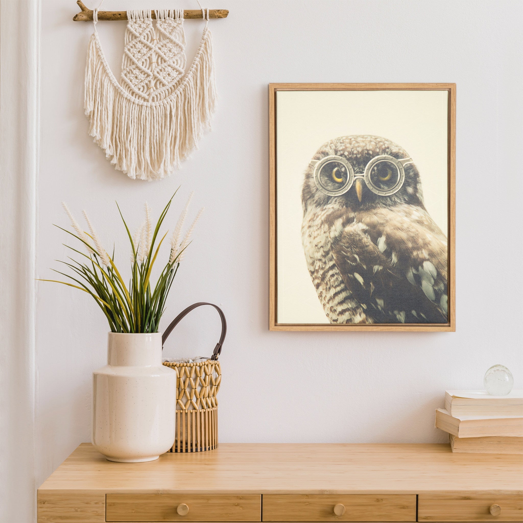 Sylvie Owl Wearing Glasses Framed Canvas by kateandlaurel - product image 6 for Resin Society