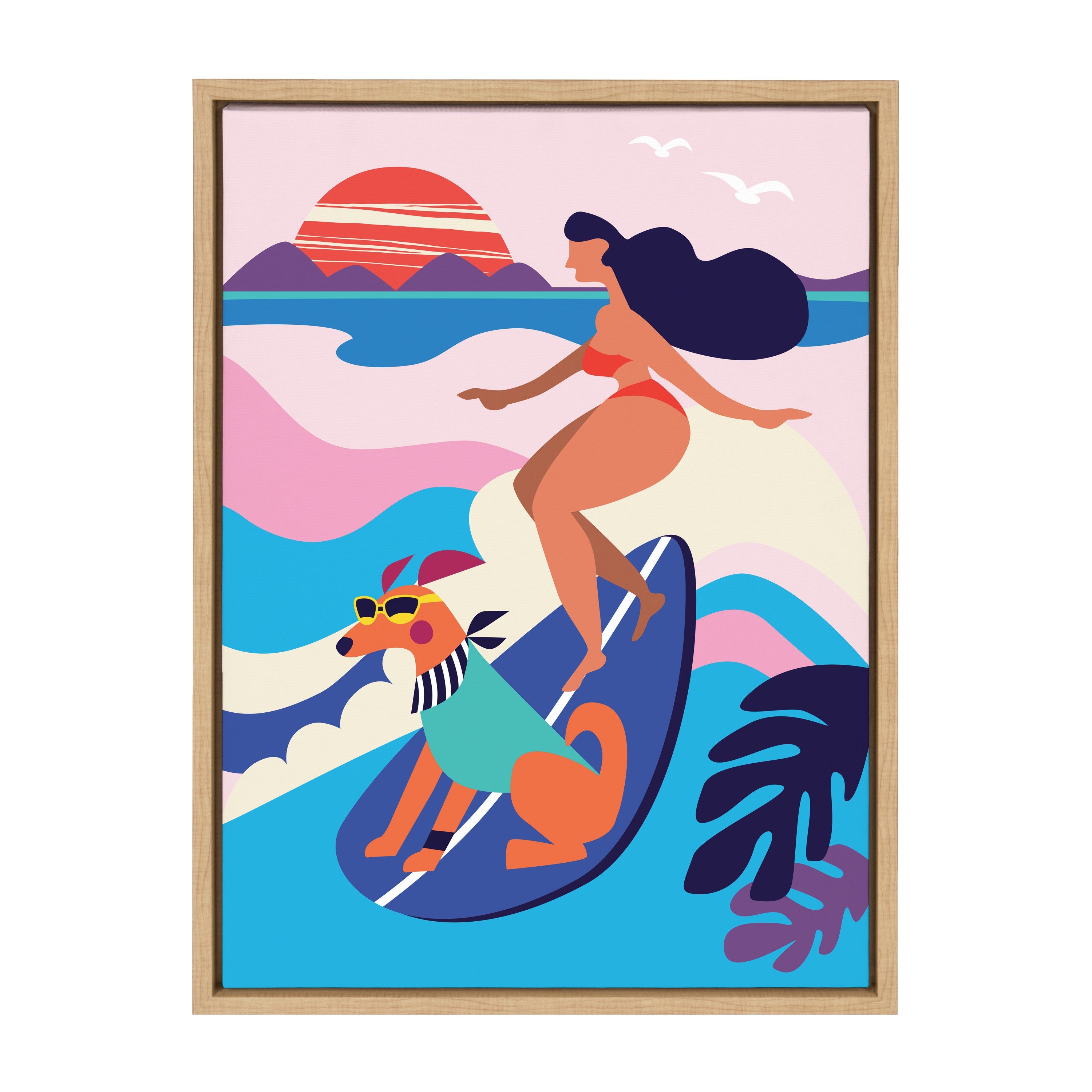 Sylvie Mid Century Modern Surf Dog Framed Canvas by kateandlaurel - product image 9 for Resin Society