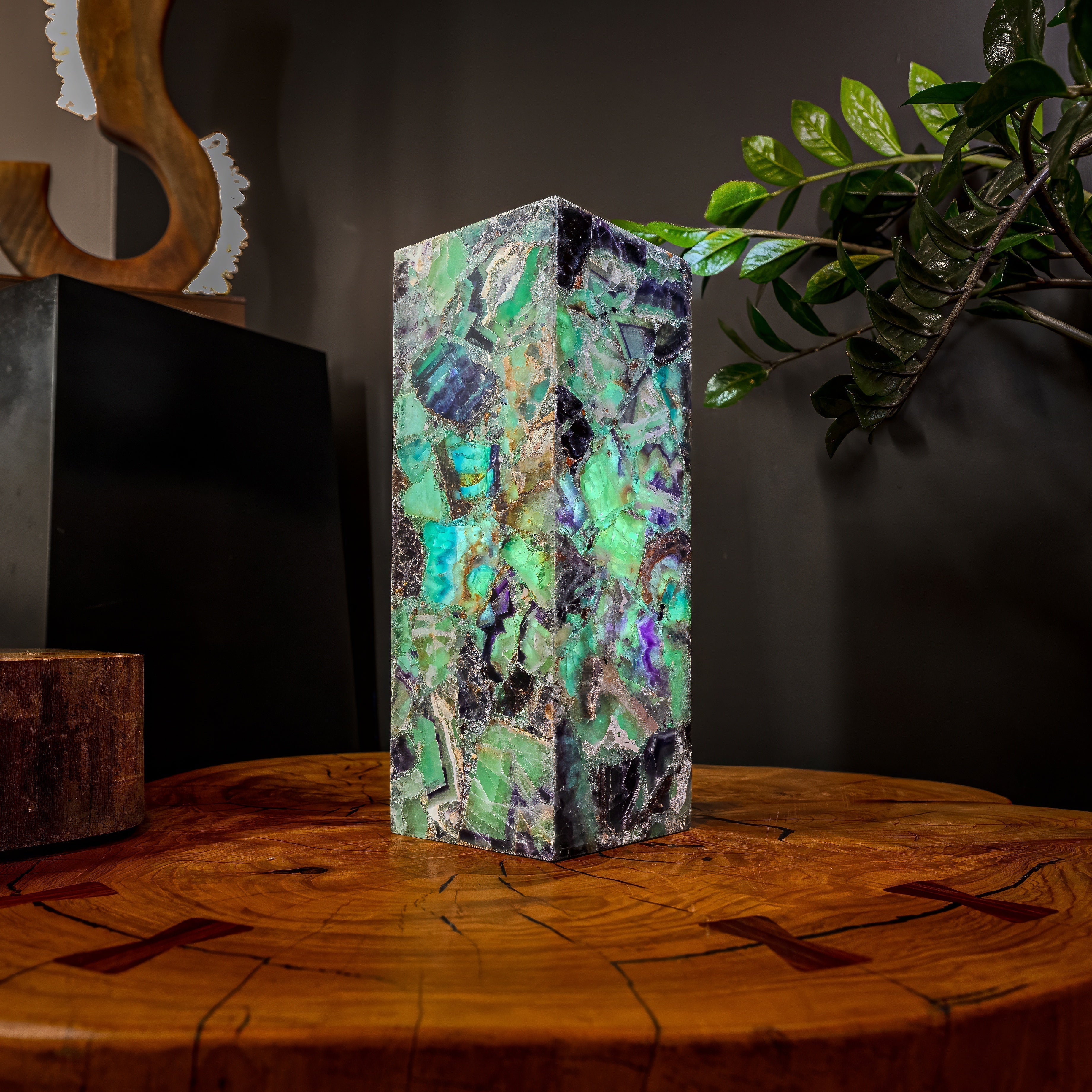 Fluorite Crystal Table Lamp #3 (Small Size) by Vilona Onyx - main product image for Resin Society