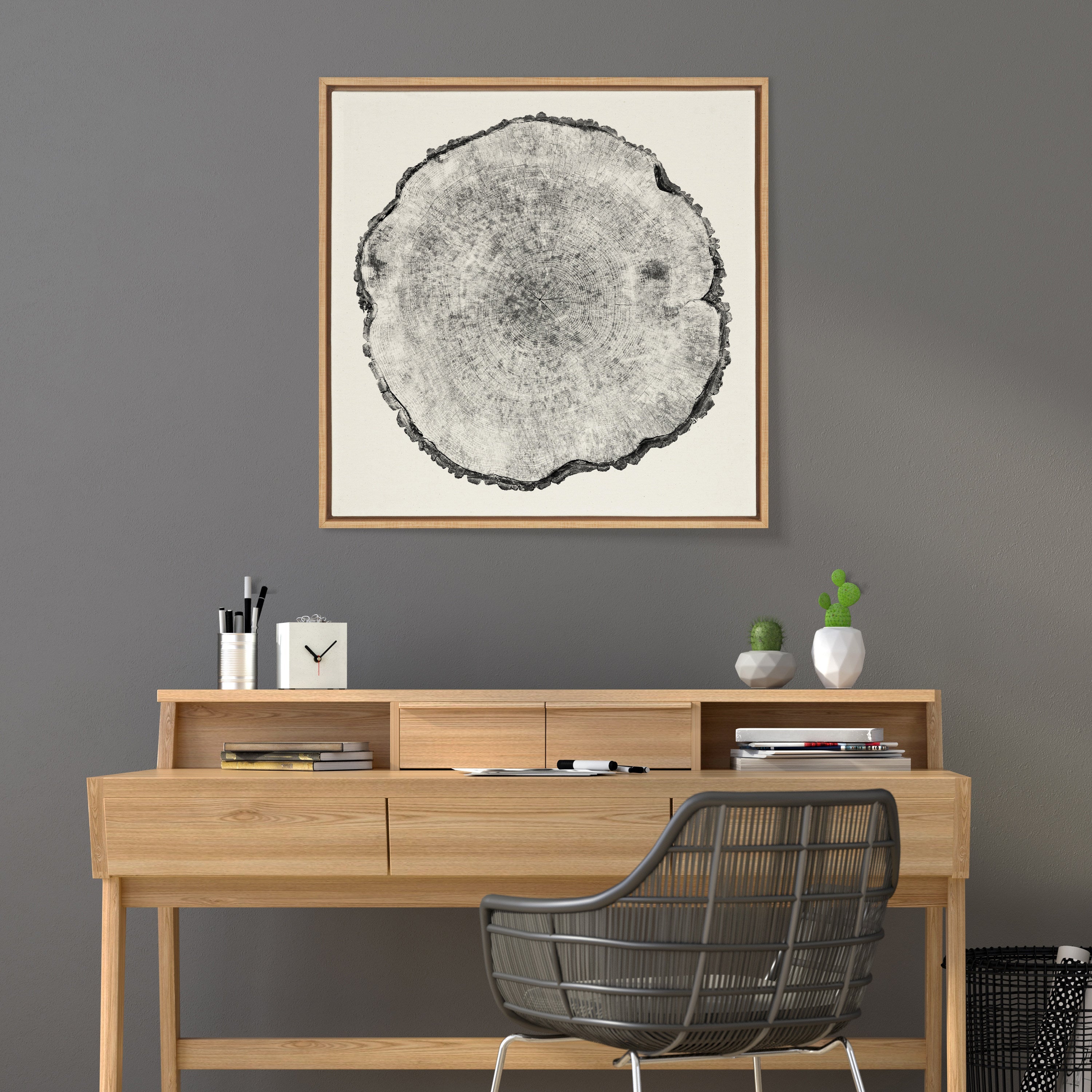 Sylvie Tree Rings Linen Framed Canvas by kateandlaurel - product image 14 for Resin Society
