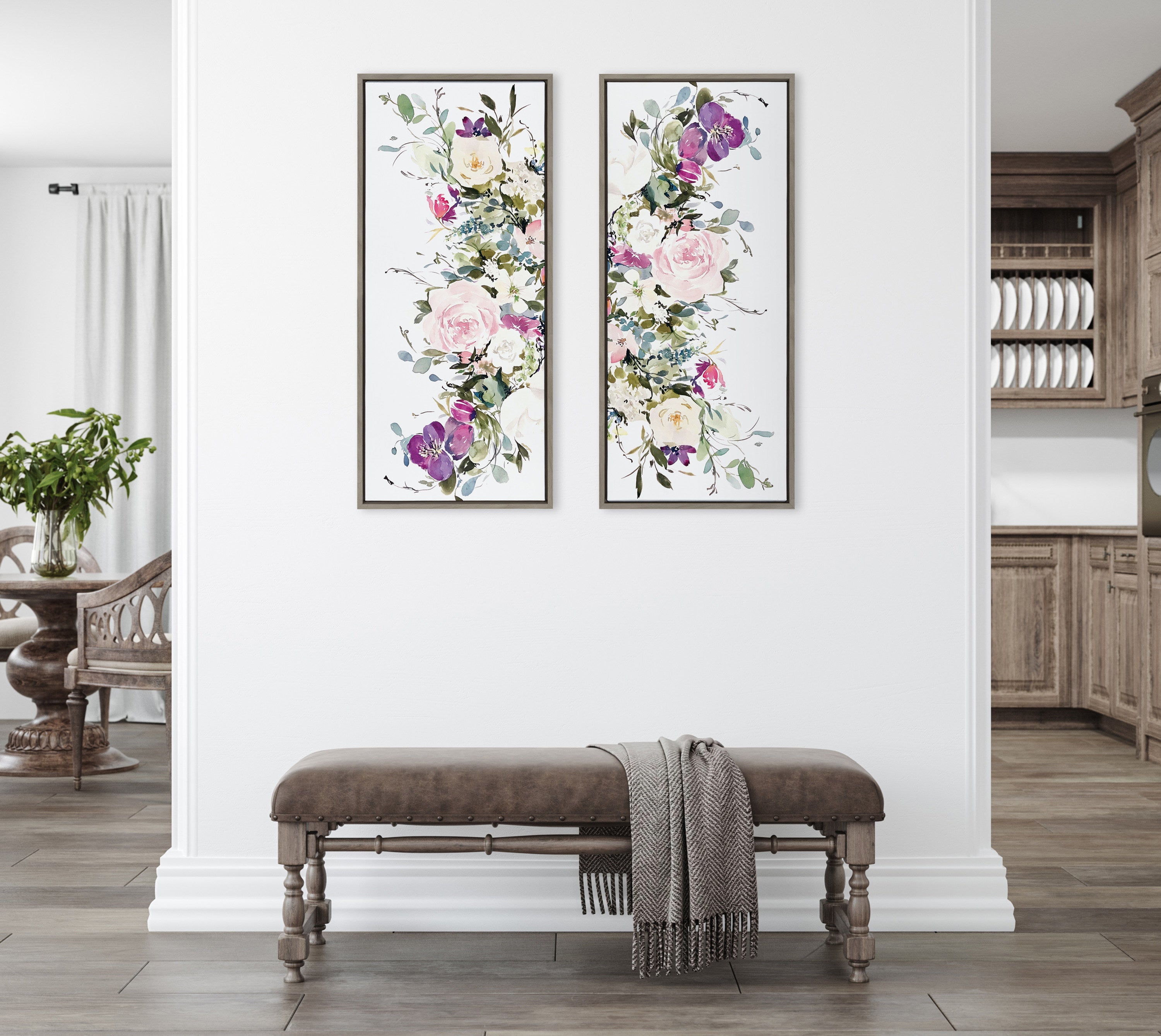 Sylvie 13 Ink Wash Floral Framed Canvas by kateandlaurel - product image 5 for Resin Society
