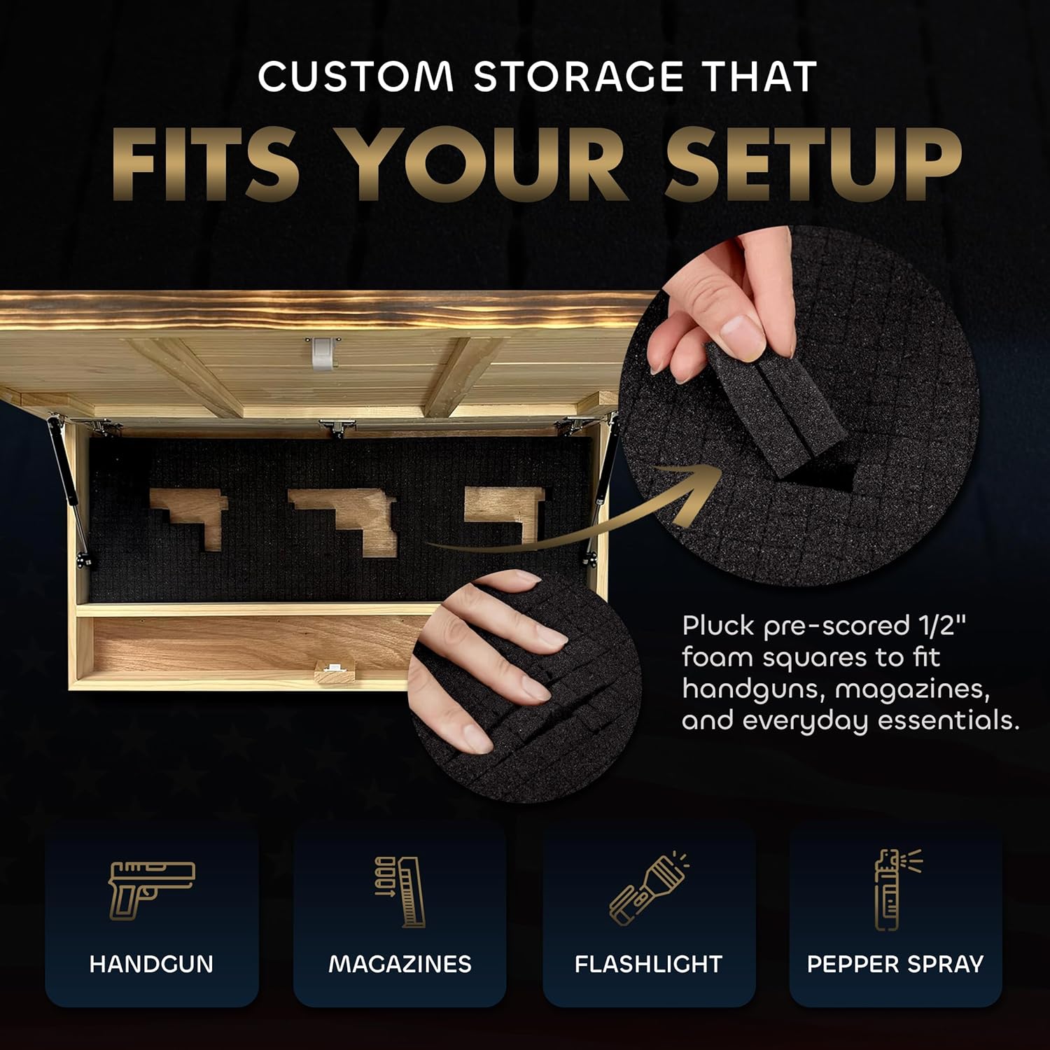 American Flag Challenge Coin Display and Hidden Gun Cabinet by Bellewood Designs - product image 6 for Resin Society