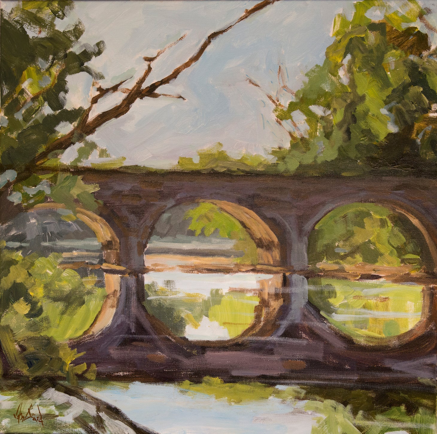 Forest Bridge Artist Canvas Enhanced Print by John Beard Collection - main product image for Resin Society
