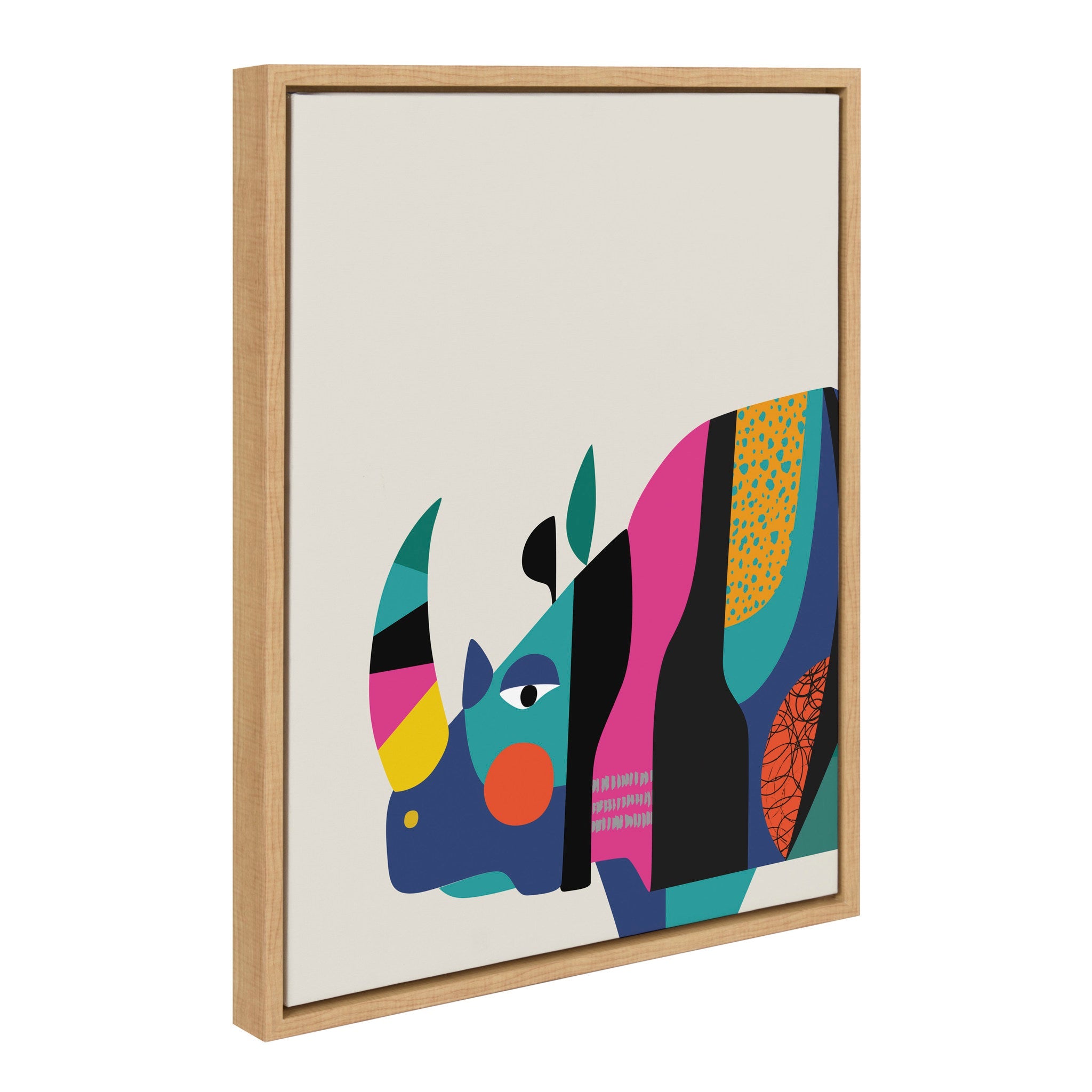 Sylvie Mid Century Modern Rhino Framed Canvas by kateandlaurel - product image 2 for Resin Society