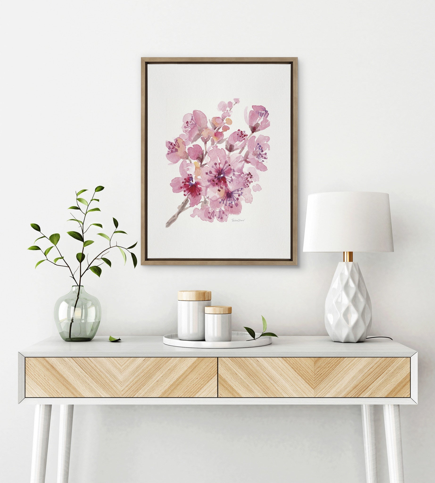 Sylvie Cherry Blossom 2 Framed Canvas by kateandlaurel - product image 8 for Resin Society