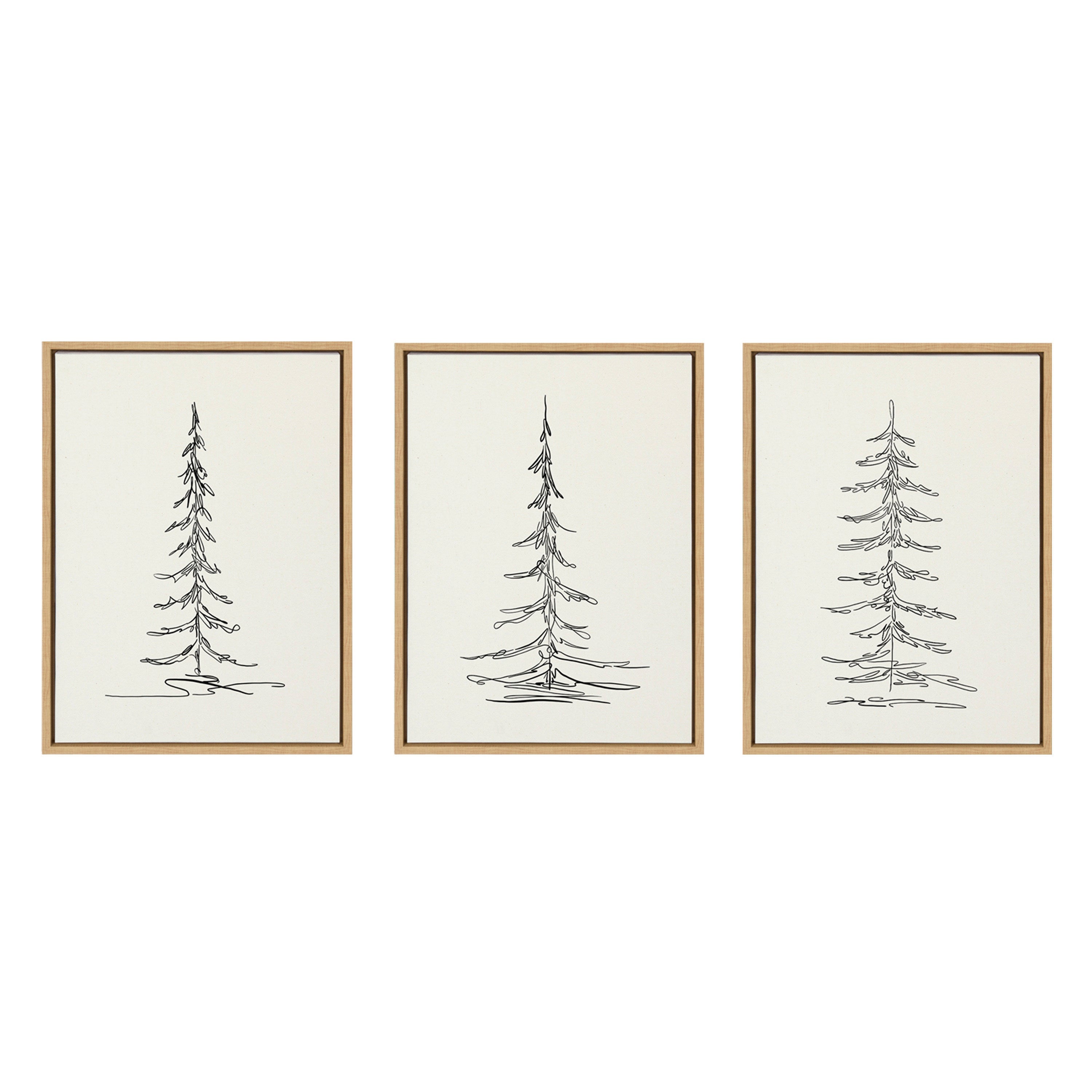Sylvie Minimalist Evergreen Trees Framed Canvas Set by The Creative by kateandlaurel - main product image for Resin Society