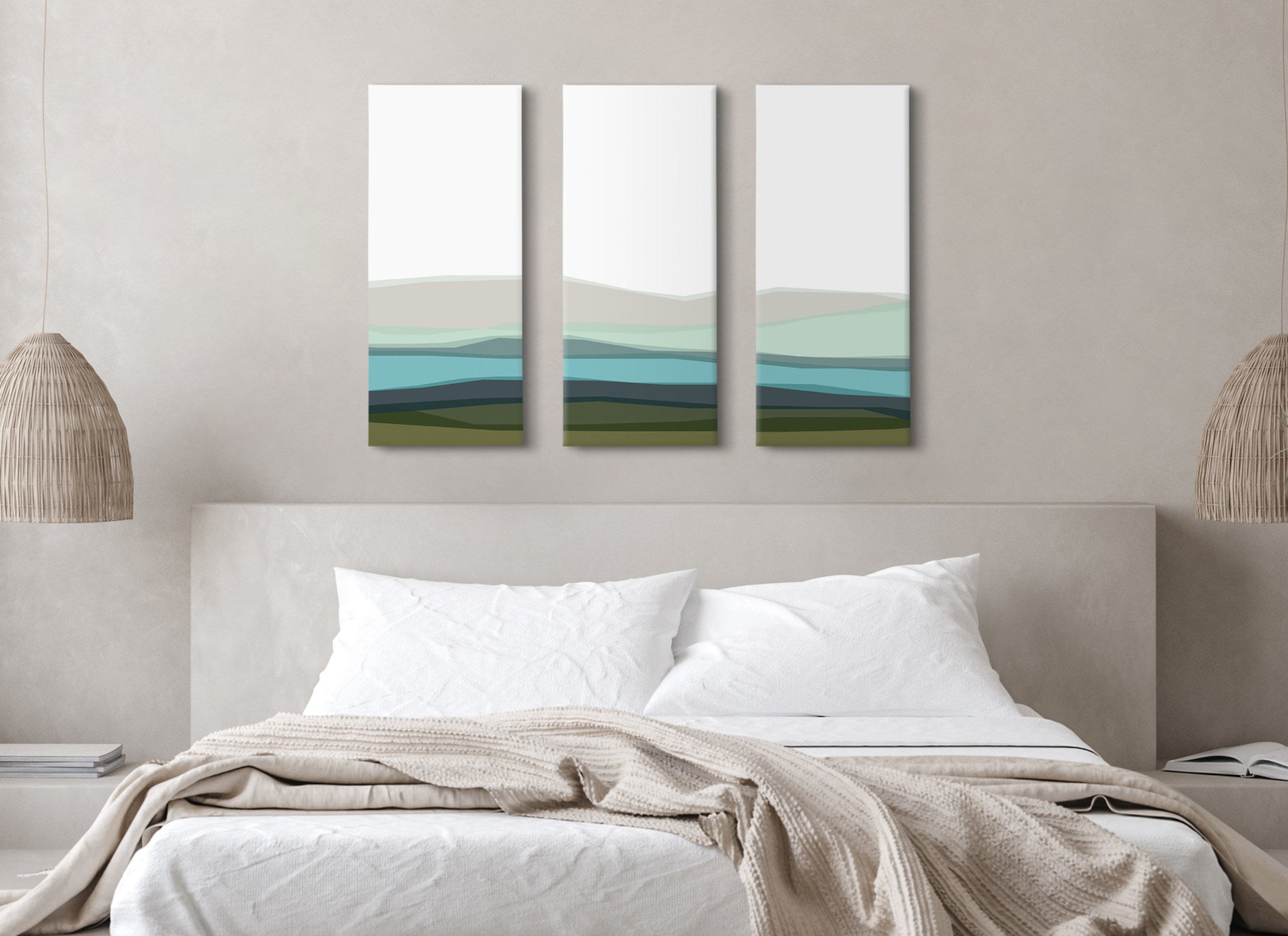 Abstract Blue Lake and Mountains Canvas Art Set by The Creative Bunch by kateandlaurel - product image 8 for Resin Society