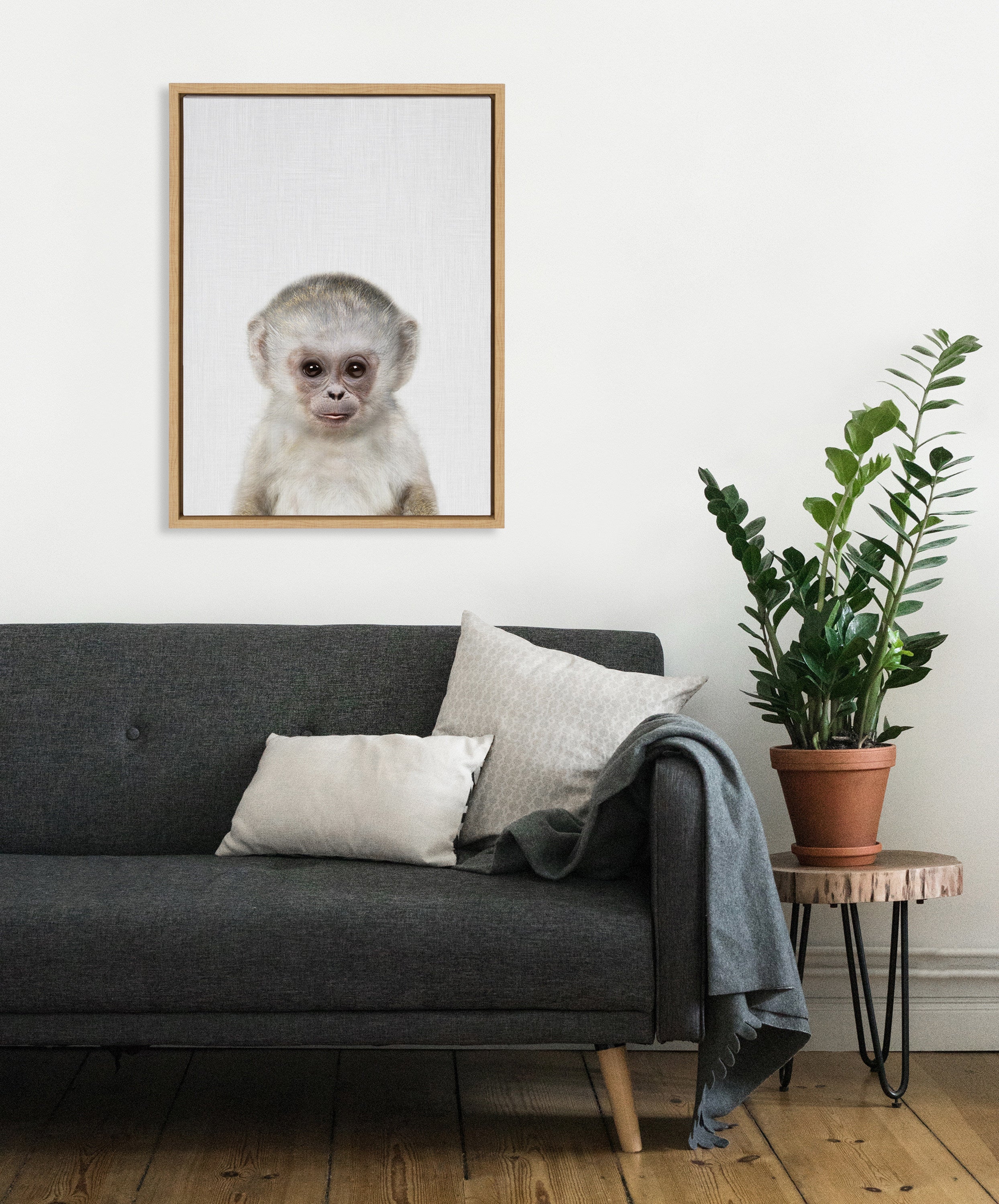Sylvie Monkey Color Framed Canvas by kateandlaurel - product image 4 for Resin Society