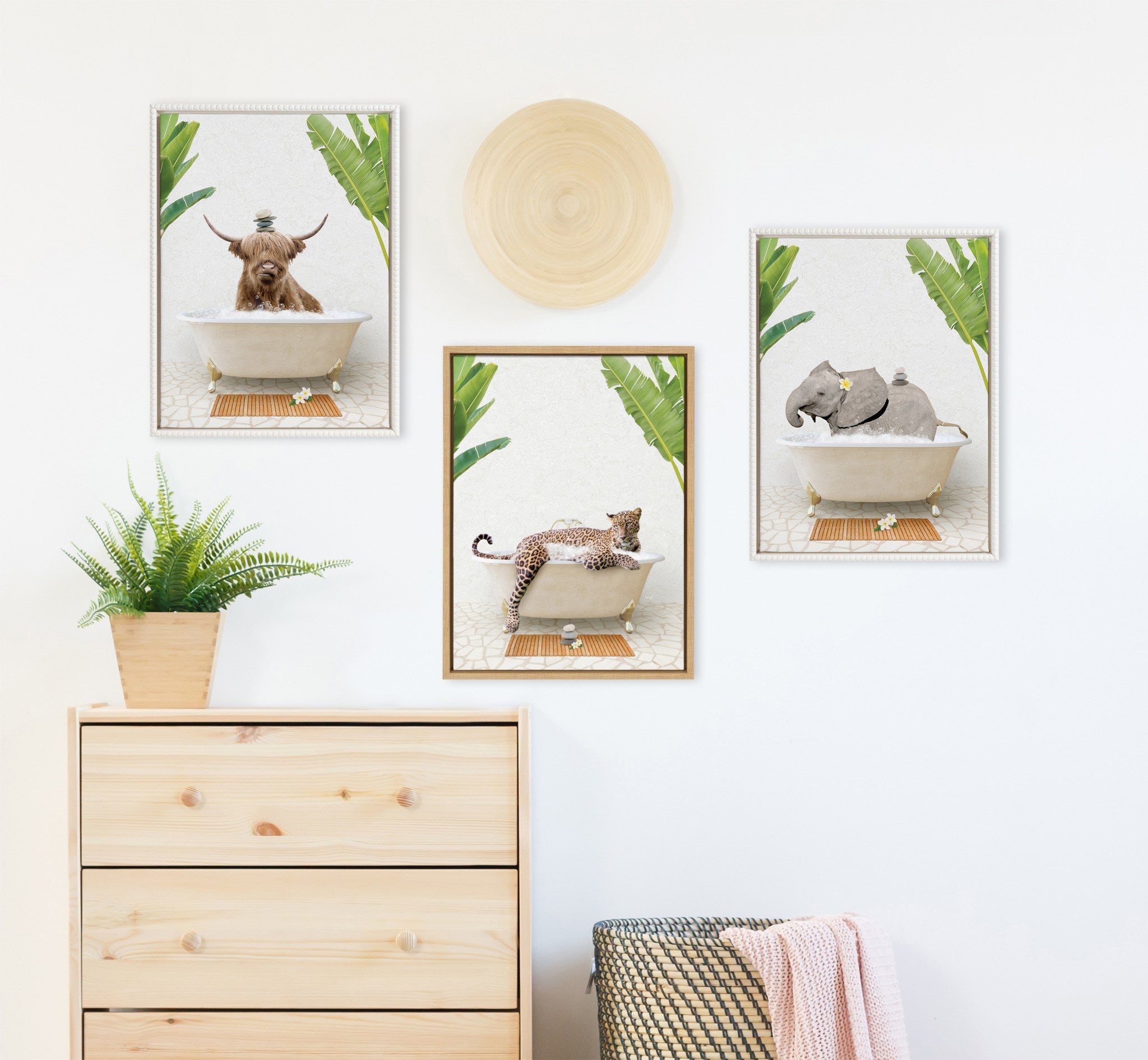 Sylvie Leopard in Bali Bath Framed Canvas by Amy Peterson Art Studio