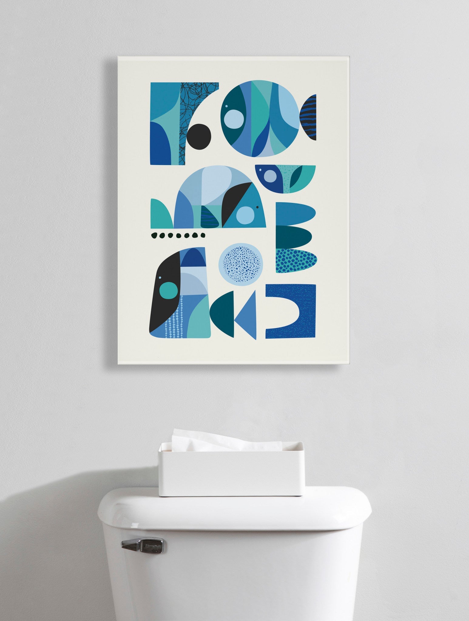 Mid Century Fish Blue Floating Acrylic Art by kateandlaurel - product image 9 for Resin Society