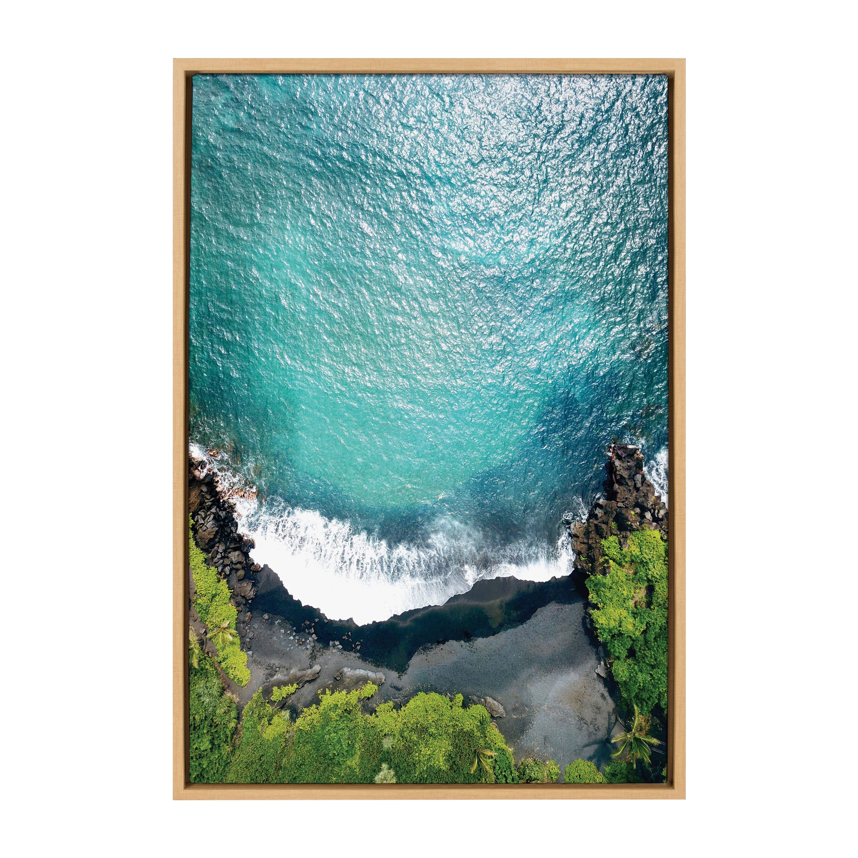 Sylvie Maui Black Sand Beach 1 Framed Canvas by Rachel Bolgov by kateandlaurel - product image 2 for Resin Society