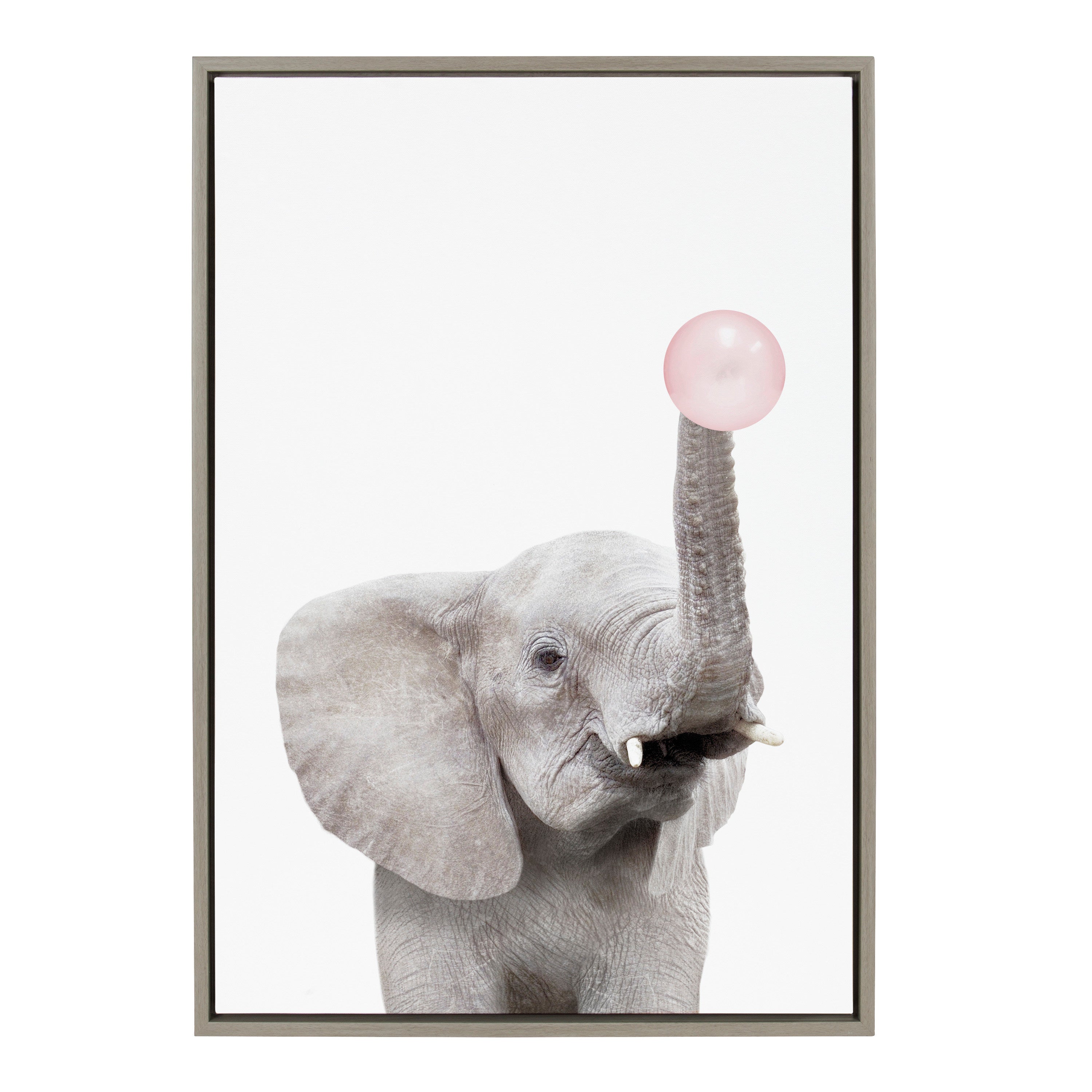 Sylvie Bubble Gum Elephant Framed Canvas by Amy Peterson Art Studio by kateandlaurel - product image 7 for Resin Society