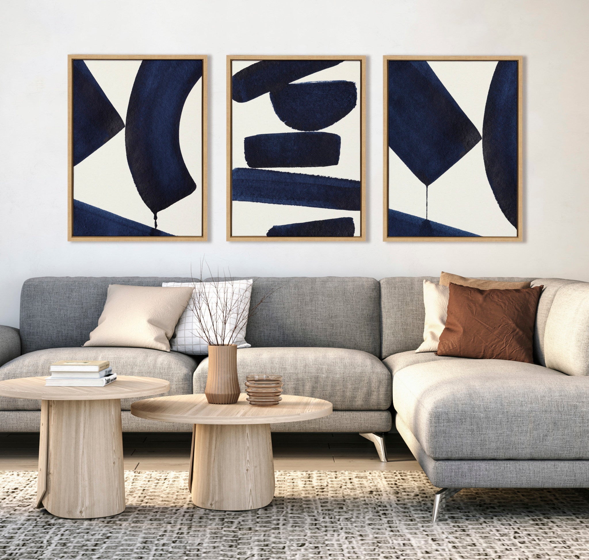 Sylvie Japandi 3, Japandi 26 and Japandi 4 Framed Canvas Set by kateandlaurel - product image 5 for Resin Society