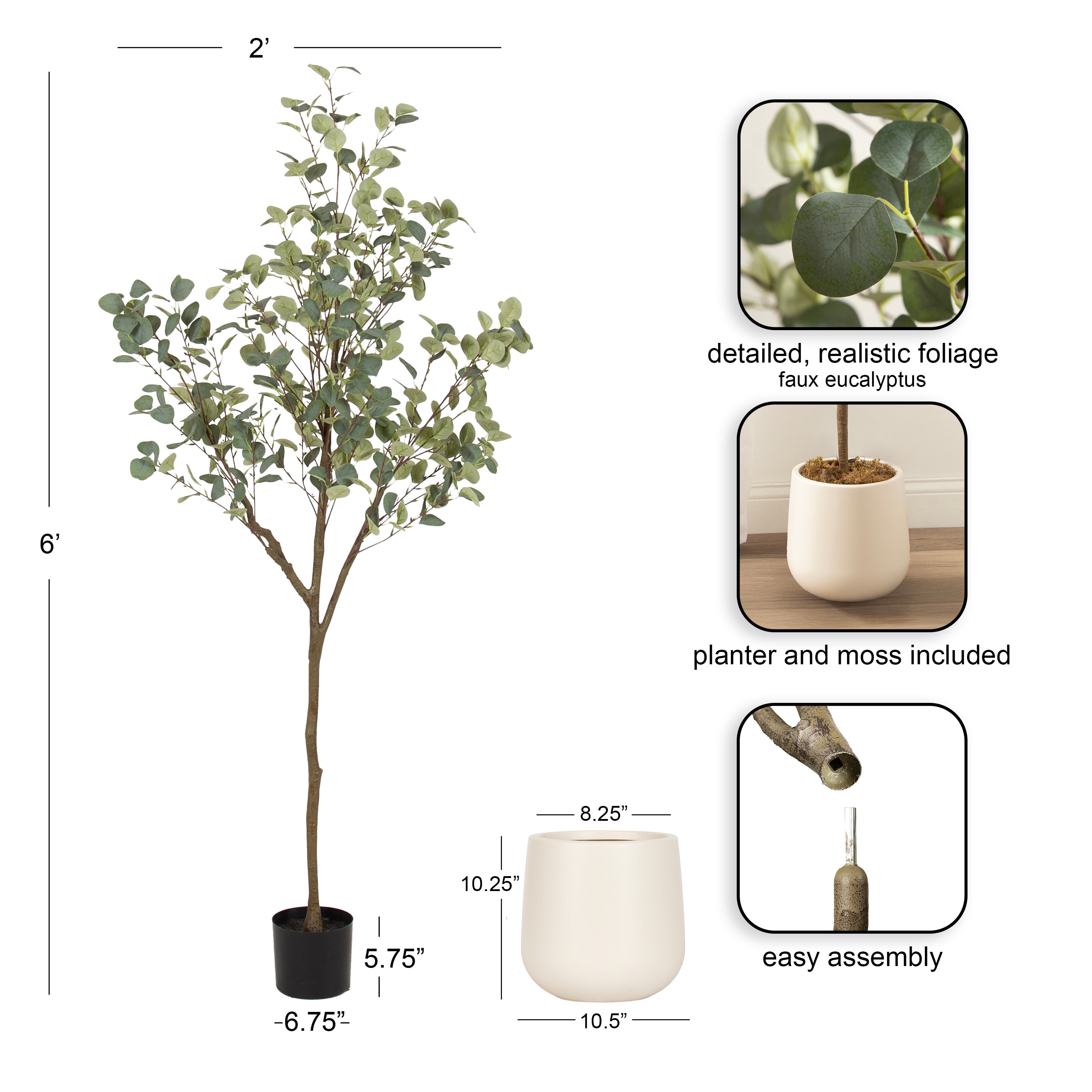 Eudora Faux Eucalyptus Tree - Kate and Laurel