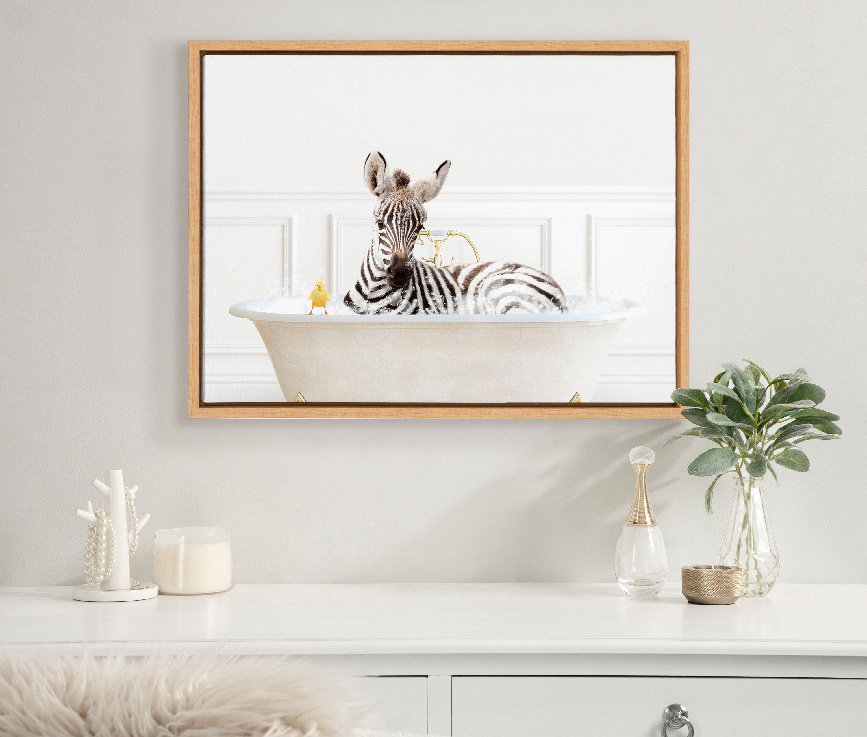 Sylvie Zebra In Bubble Bath Neutral Style Framed Canvas by kateandlaurel - product image 4 for Resin Society