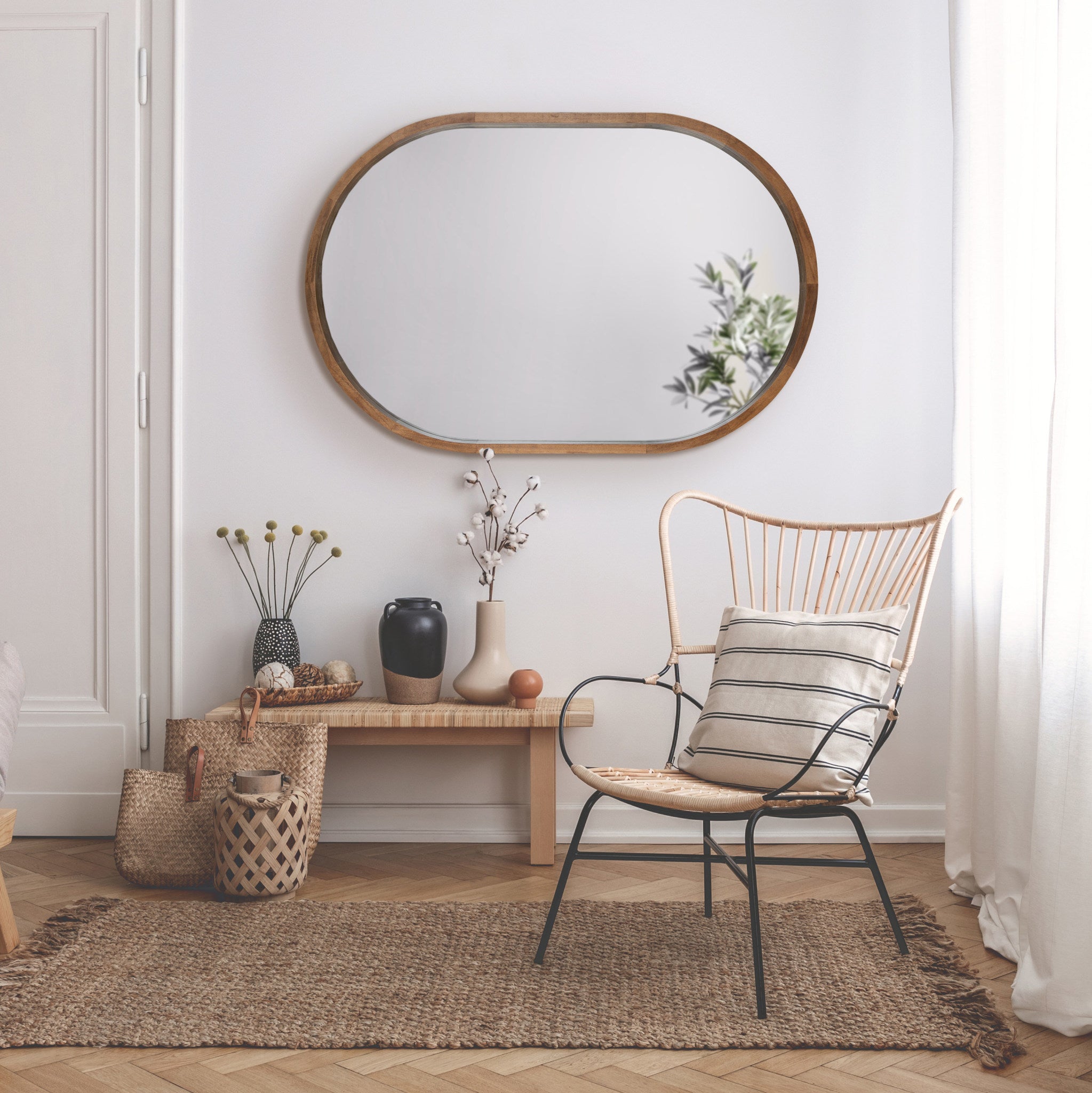Hutton Wood Framed Capsule Mirror by kateandlaurel - product image 7 for Resin Society