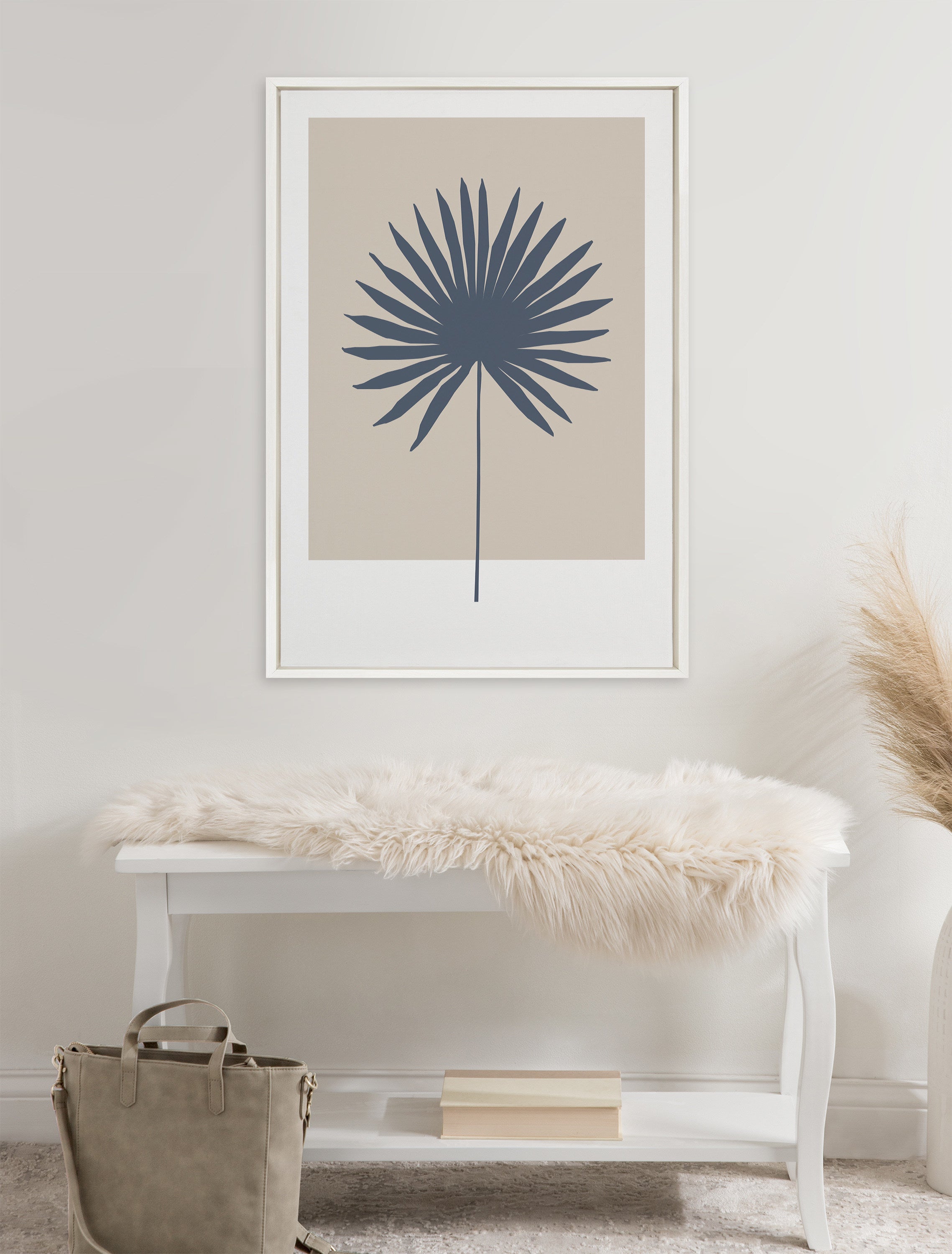 Sylvie Muted Tan and Blue Colorblock Botanical Palm Framed Canvas by kateandlaurel - product image 4 for Resin Society